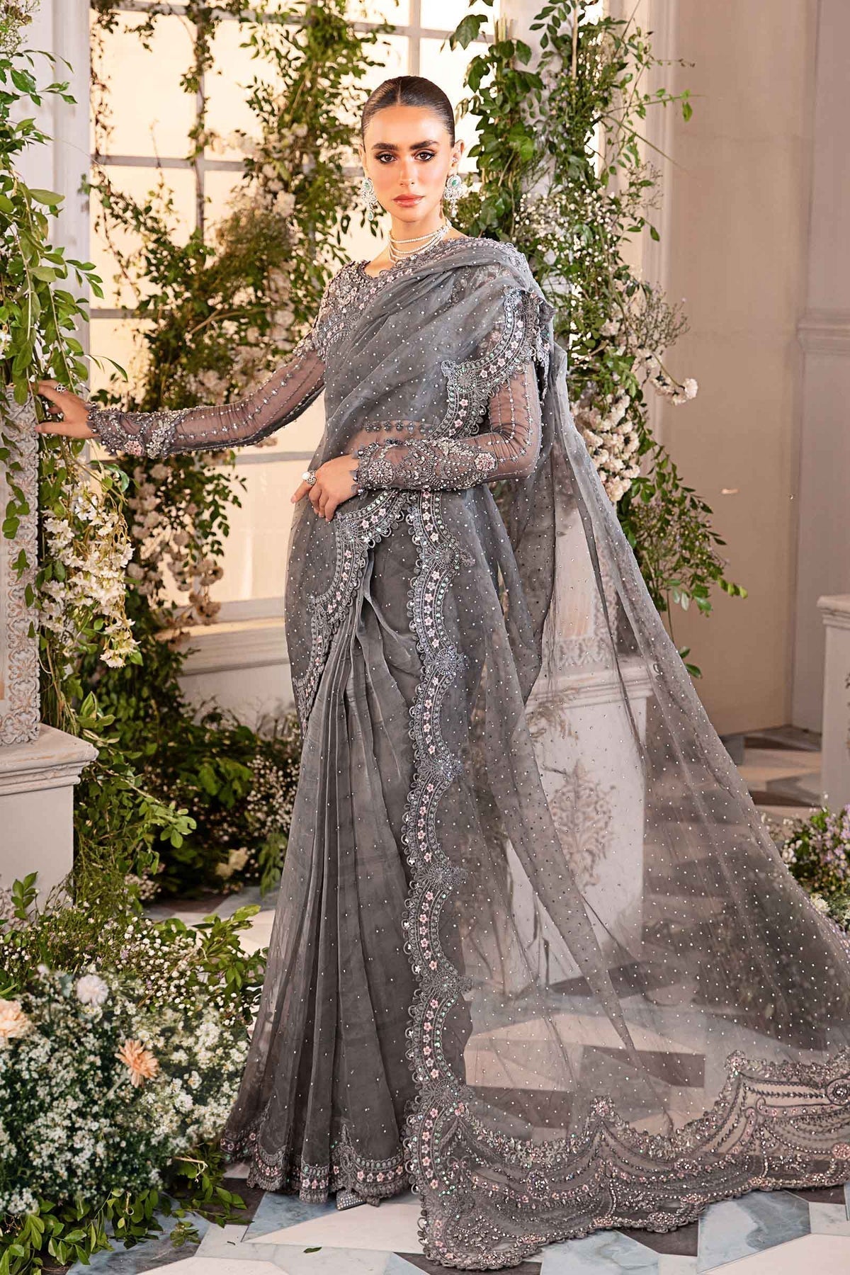 Maria B | Mbroidered Formals 24 | Organza Suit | BD-2902 by Maria B - Designer Dress  - Type : Wedding Dress - Available at Libayah - 100% Original 
