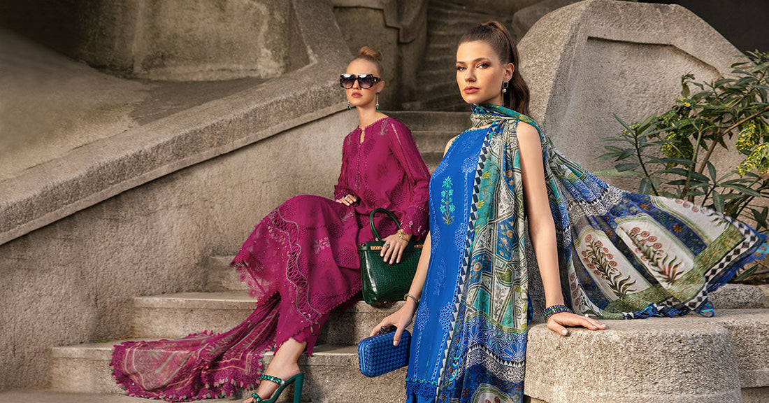Maria B | M Prints Fall Edit 24 | MPT-2303-B by Maria B - Designer Dress  - Type : Ladies Clothes - Available at Libayah - 100% Original 