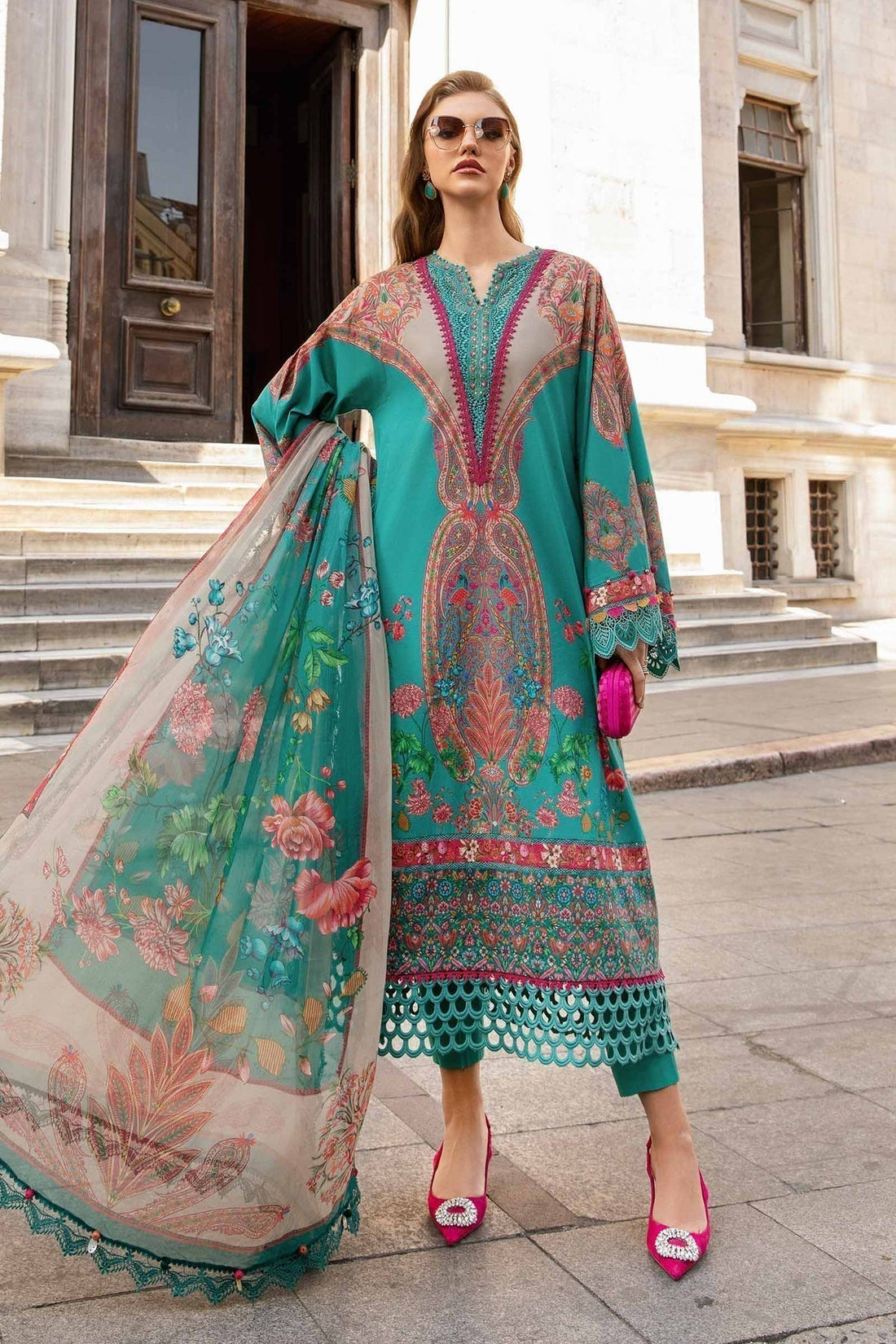Maria B | M Prints Fall Edit 24 | MPT-2304-A by Maria B - Designer Dress  - Type : Ladies Clothes - Available at Libayah - 100% Original 