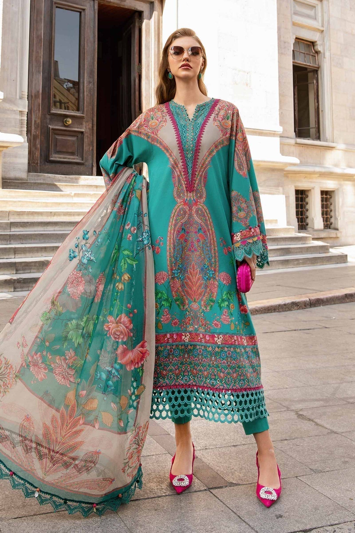 Maria B | M Prints Fall Edit 24 | MPT-2304-A by Maria B - Designer Dress  - Type : Ladies Clothes - Available at Libayah - 100% Original 