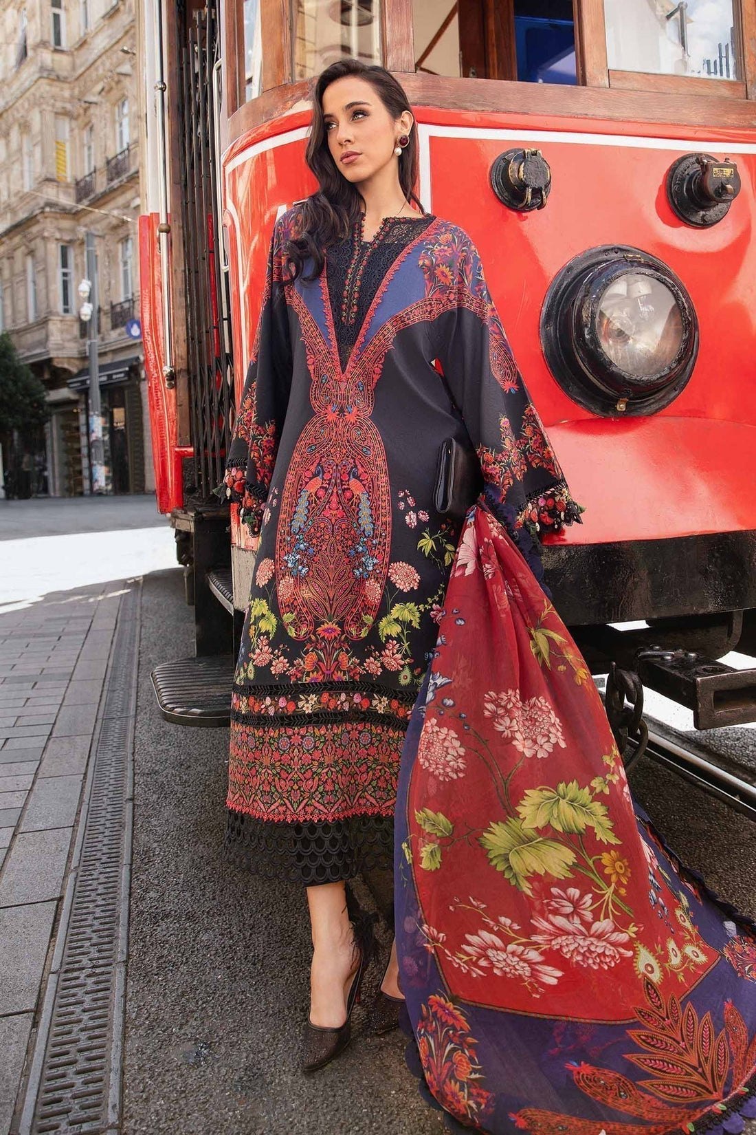 Maria B | M Prints Fall Edit 24 | MPT-2304-B by Maria B - Designer Dress  - Type : Ladies Clothes - Available at Libayah - 100% Original 
