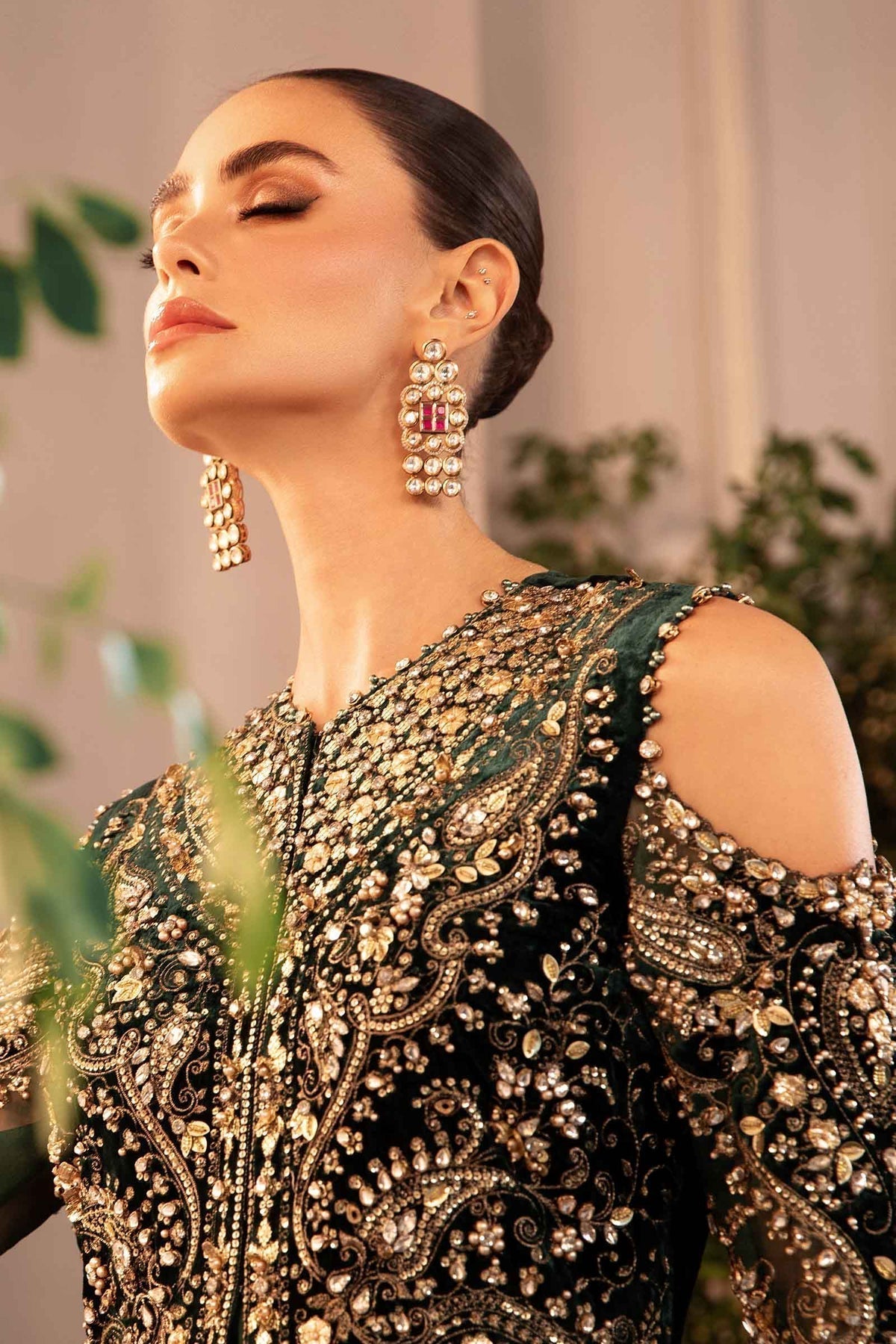 Maria B | Mbroidered Formals 24 | Velvet Suit | BD-2904 by Maria B - Designer Dress  - Type : Wedding Dress - Available at Libayah - 100% Original 