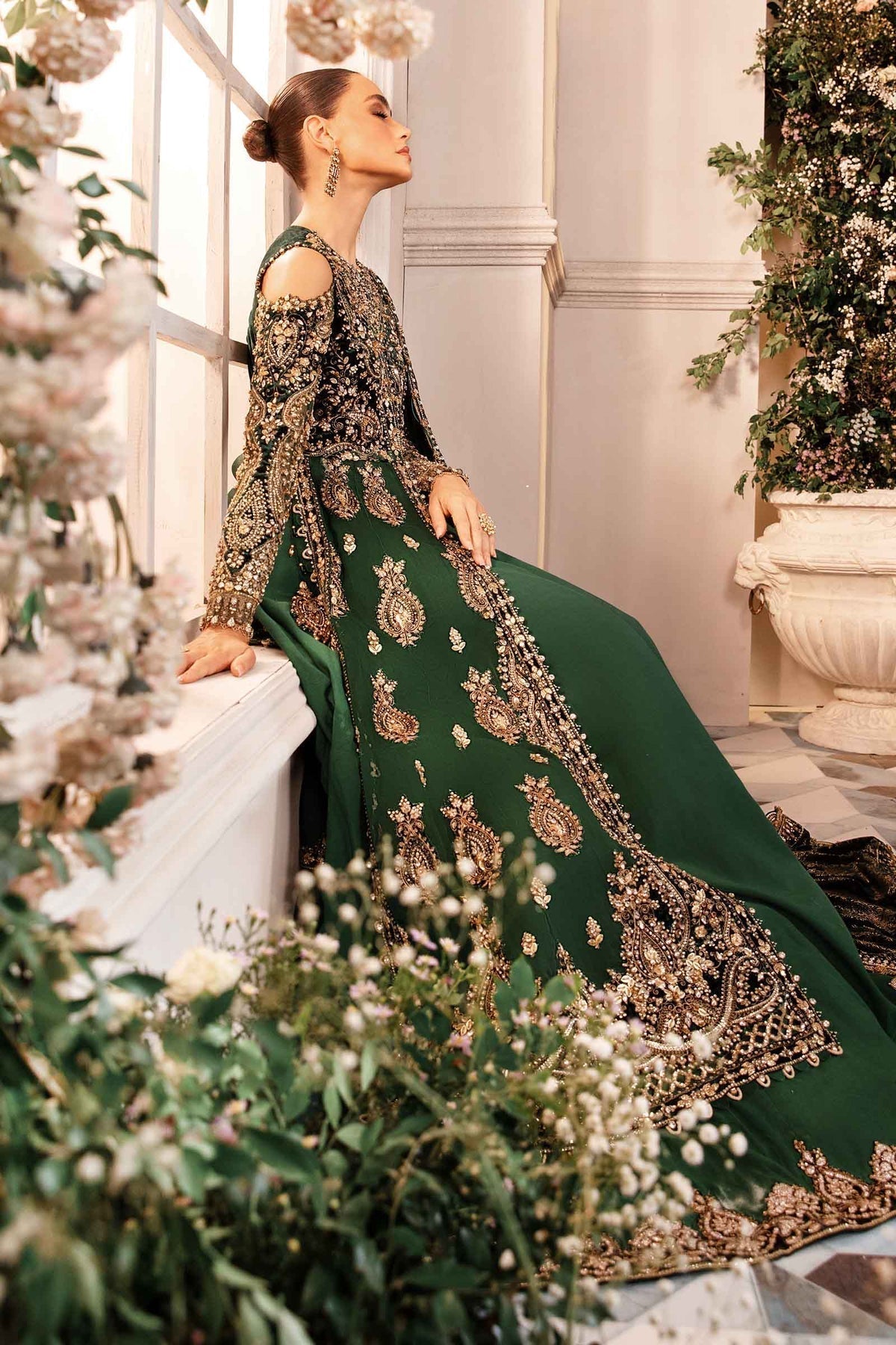 Maria B | Mbroidered Formals 24 | Velvet Suit | BD-2904 by Maria B - Designer Dress  - Type : Wedding Dress - Available at Libayah - 100% Original 