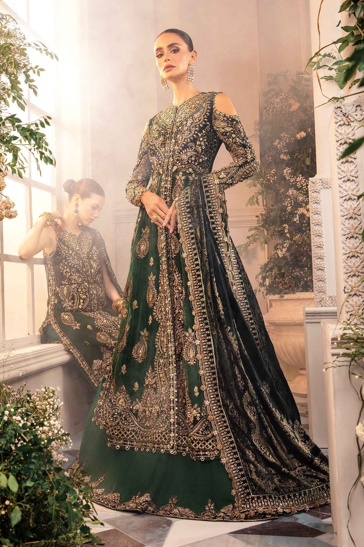 Maria B | Mbroidered Formals 24 | Velvet Suit | BD-2904 by Maria B - Designer Dress  - Type : Wedding Dress - Available at Libayah - 100% Original 
