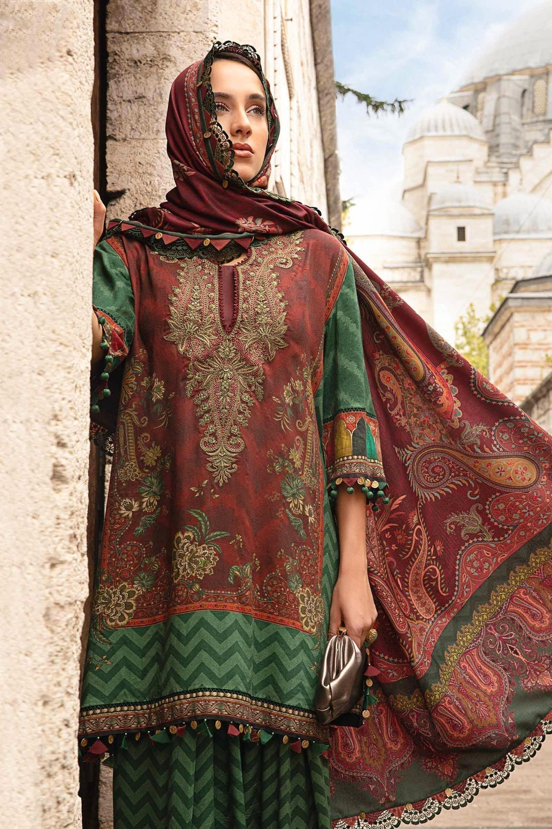 Maria B | M Prints Fall Edit 24 |  MPT-2305-B by Maria B - Designer Dress  - Type : Ladies Clothes - Available at Libayah - 100% Original 