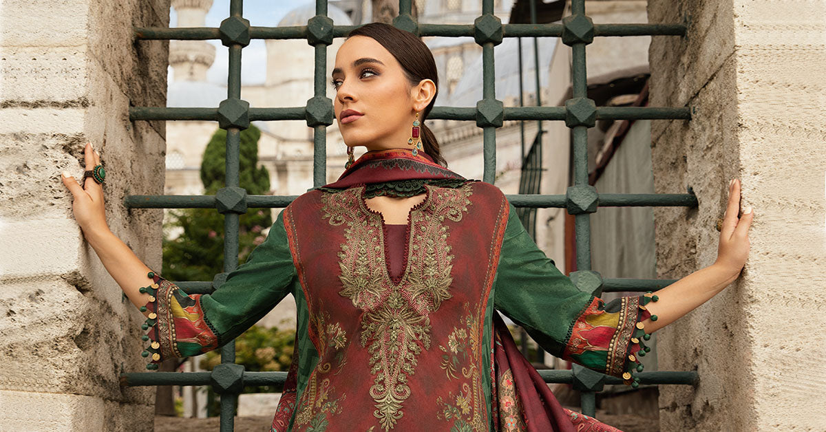 Maria B | M Prints Fall Edit 24 |  MPT-2305-B by Maria B - Designer Dress  - Type : Ladies Clothes - Available at Libayah - 100% Original 