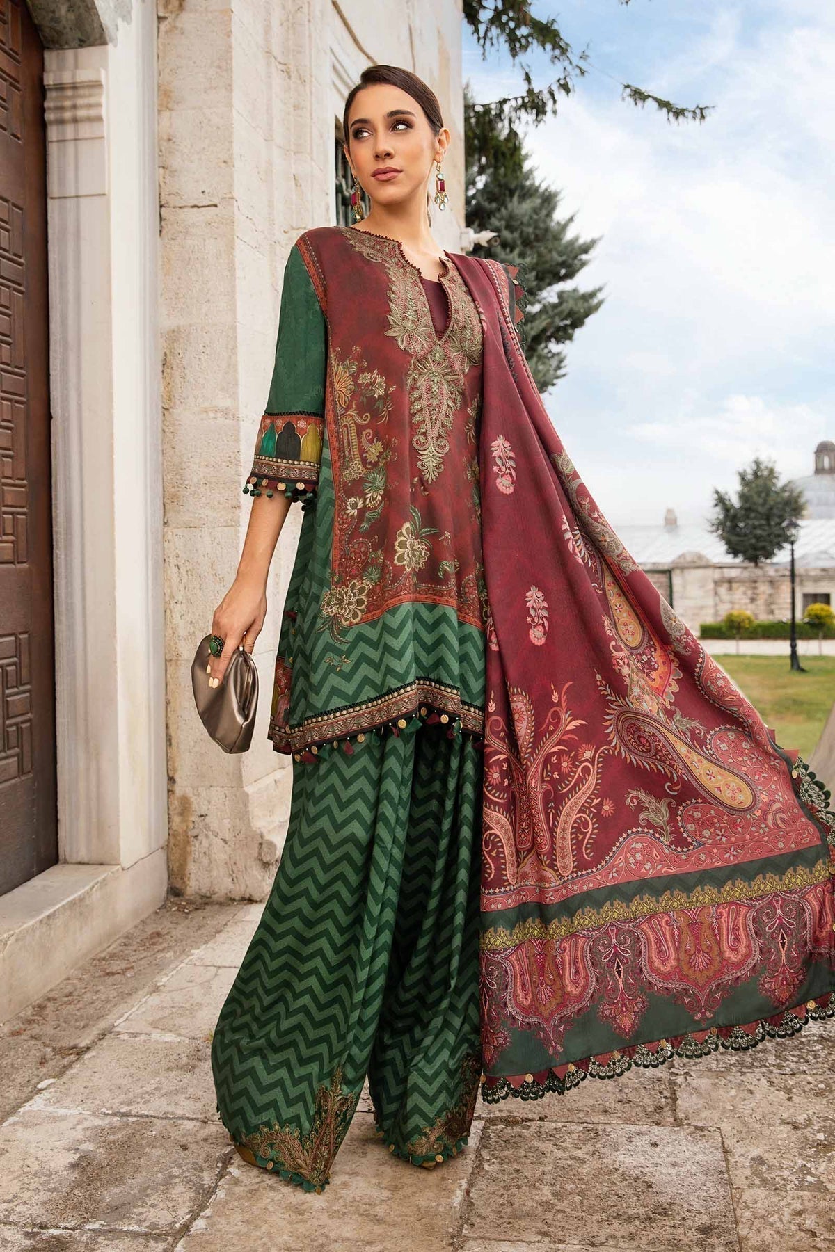 Maria B | M Prints Fall Edit 24 |  MPT-2305-B by Maria B - Designer Dress  - Type : Ladies Clothes - Available at Libayah - 100% Original 