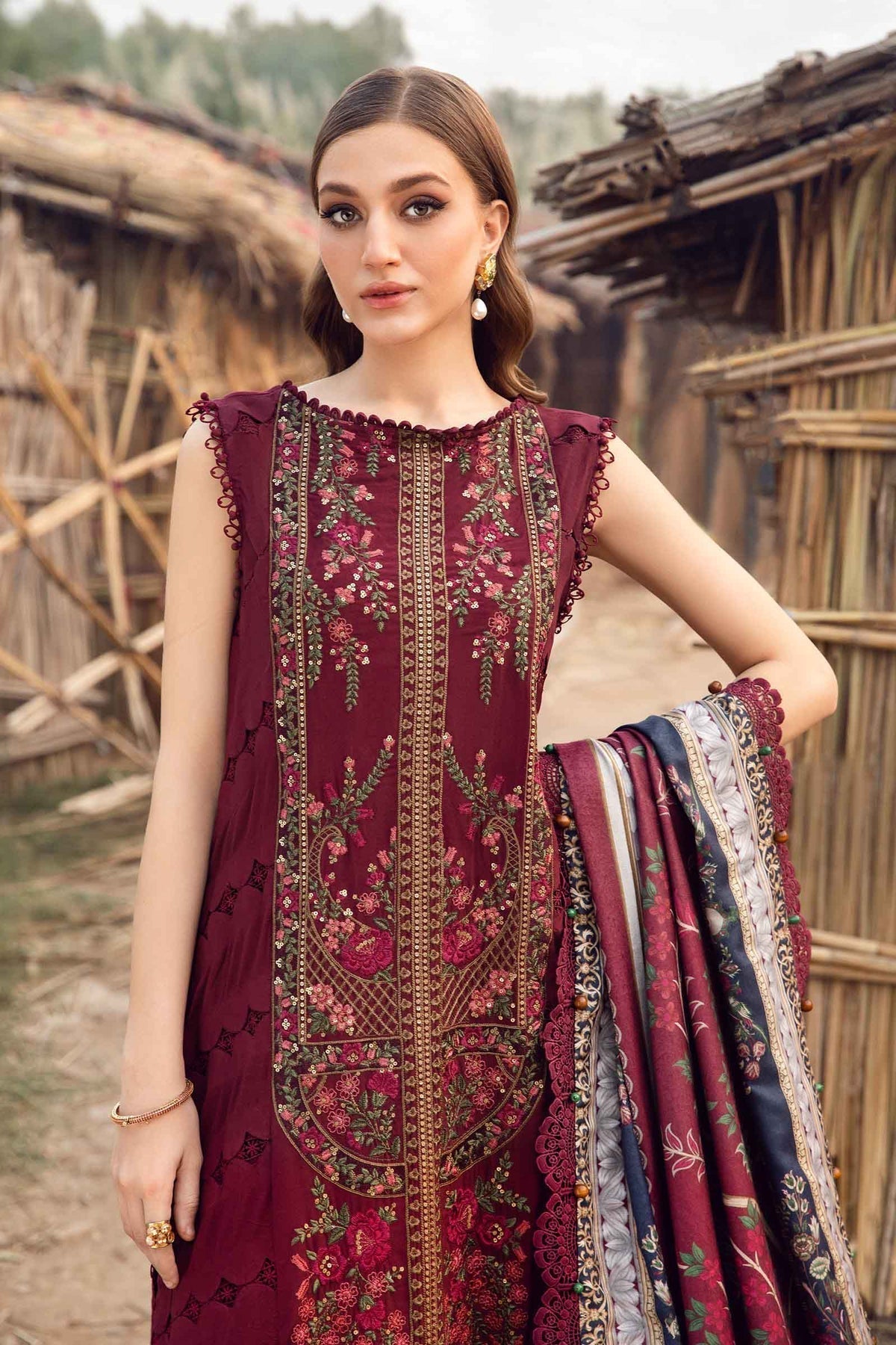 Maria B | M Prints Winter 24 | MPT-2406-B by Maria B - Designer Dress  - Type : Ladies Clothes - Available at Libayah - 100% Original 