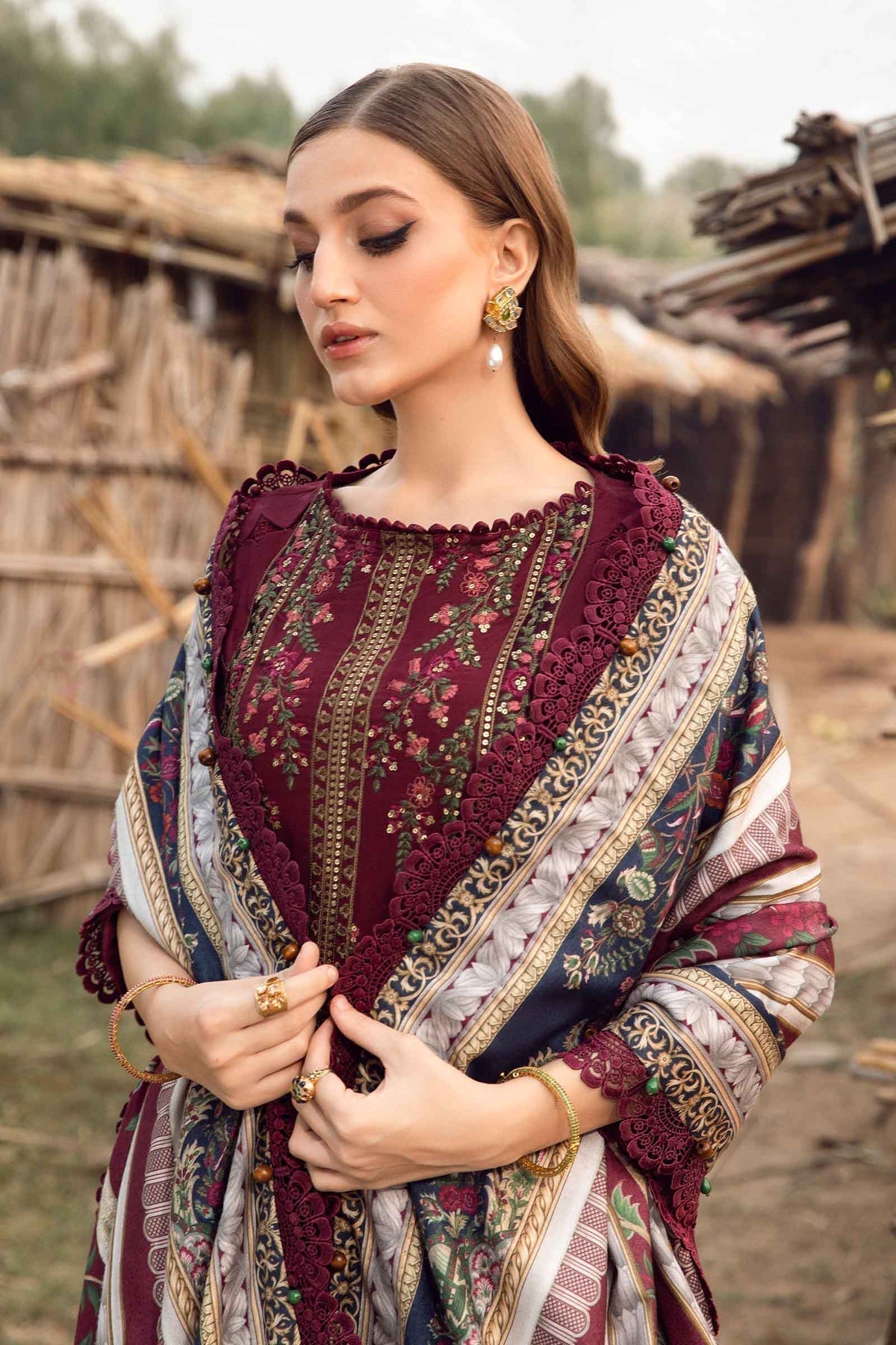 Maria B | M Prints Winter 24 | MPT-2406-B by Maria B - Designer Dress  - Type : Ladies Clothes - Available at Libayah - 100% Original 