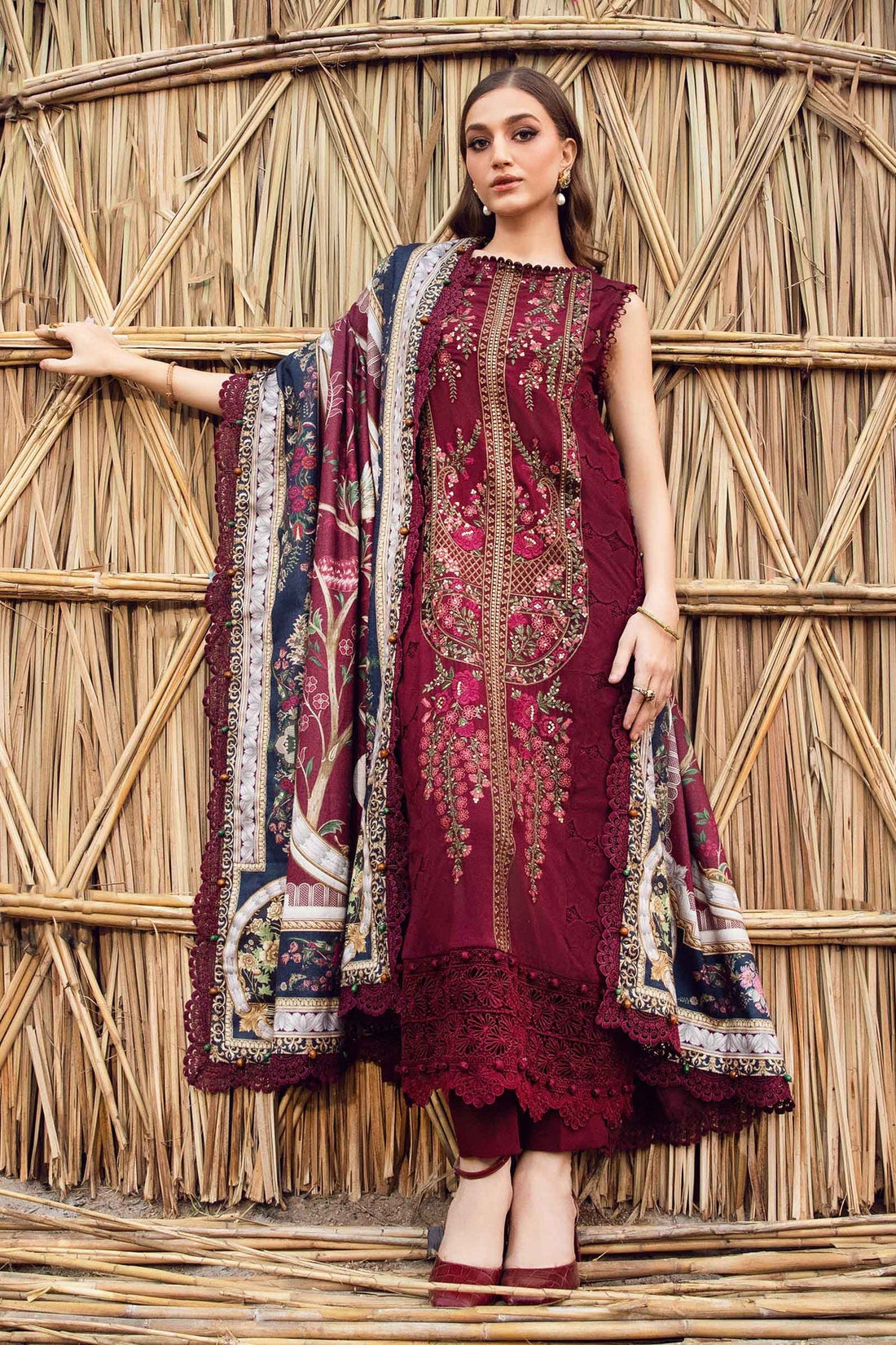 Maria B | M Prints Winter 24 | MPT-2406-B by Maria B - Designer Dress  - Type : Ladies Clothes - Available at Libayah - 100% Original 