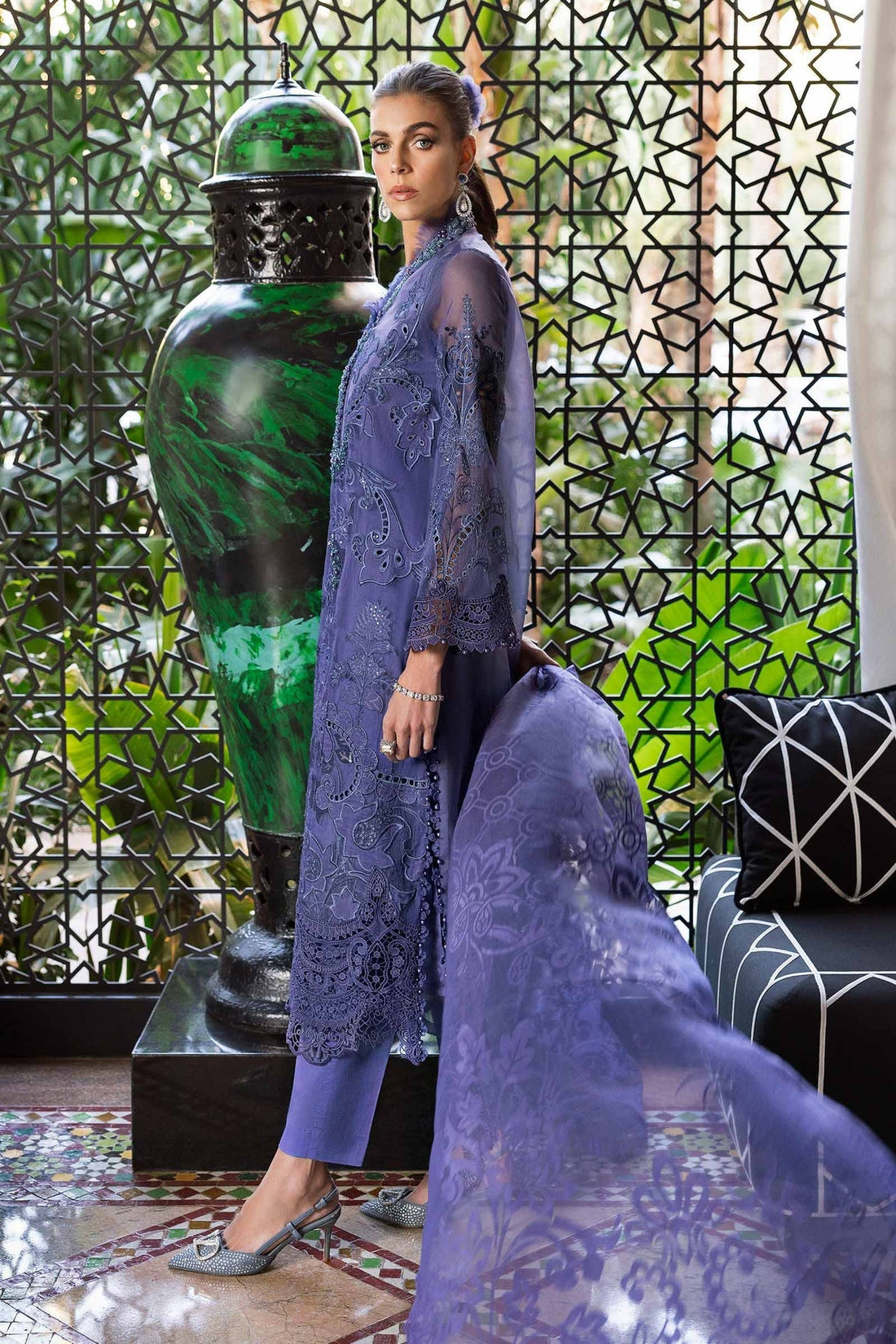 Maria B | Luxury Lawn 25 | D-2506-B by Maria B - Designer Dress - Type: Ladies Clothes - Available at Libayah - 100% Original