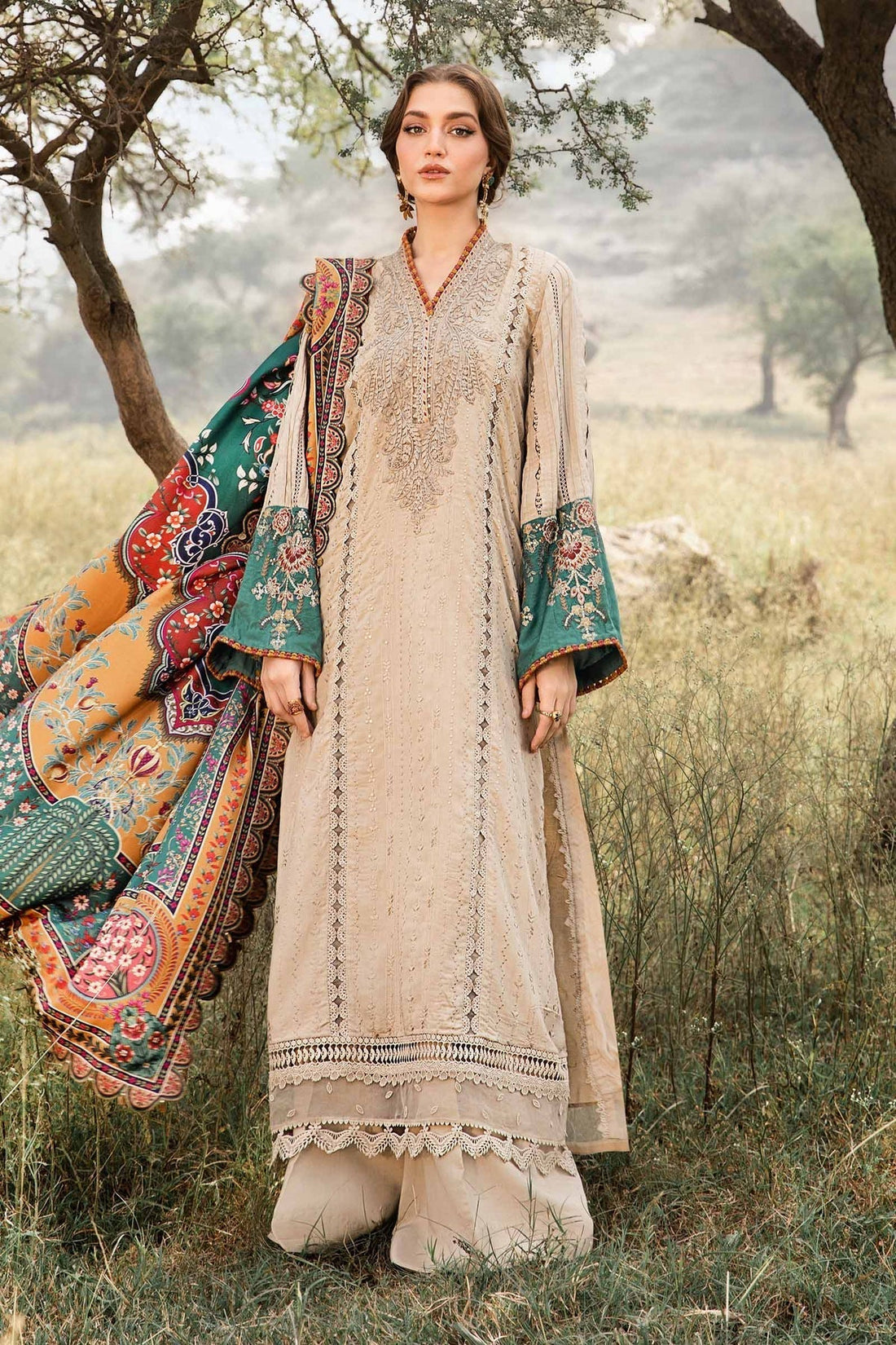 Maria B | M Prints Winter 24 | MPT-2407-A by Maria B - Designer Dress  - Type : Ladies Clothes - Available at Libayah - 100% Original 