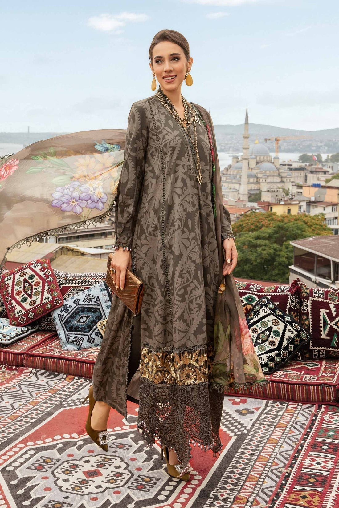 Maria B | M Prints Fall Edit 24 | MPT-2307-A by Maria B - Designer Dress  - Type : Ladies Clothes - Available at Libayah - 100% Original 