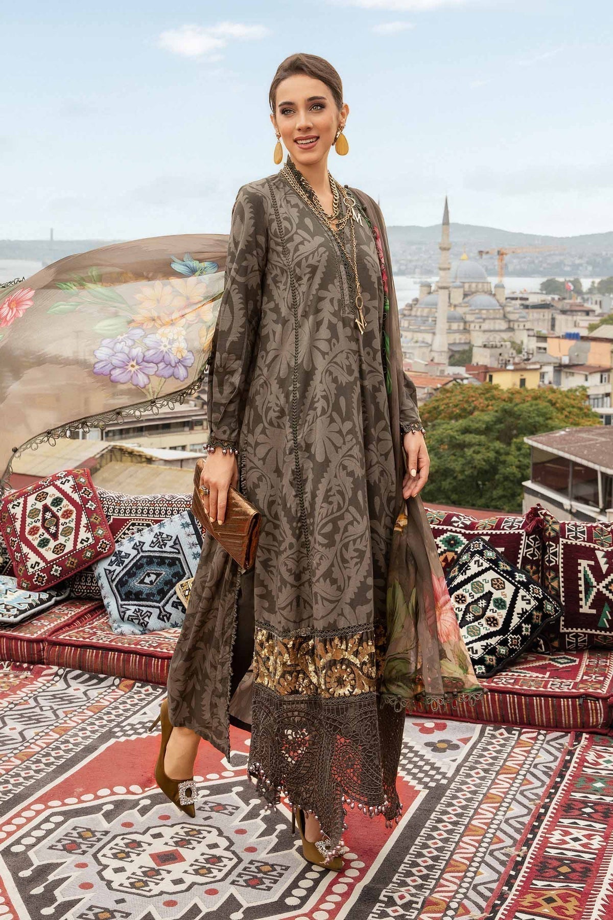 Maria B | M Prints Fall Edit 24 | MPT-2307-A by Maria B - Designer Dress  - Type : Ladies Clothes - Available at Libayah - 100% Original 