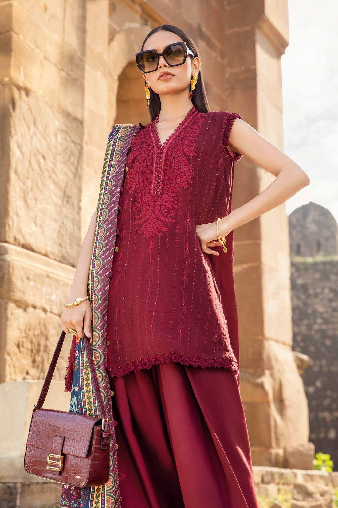 Maria B | M Prints Winter 24 | MPT-2407-B by Maria B - Designer Dress  - Type : Ladies Clothes - Available at Libayah - 100% Original 