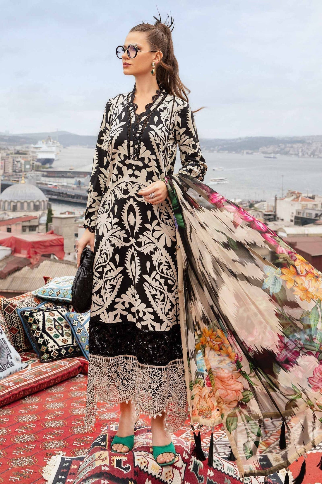 Maria B | M Prints Fall Edit 24 | MPT-2307-B by Maria B - Designer Dress  - Type : Ladies Clothes - Available at Libayah - 100% Original 