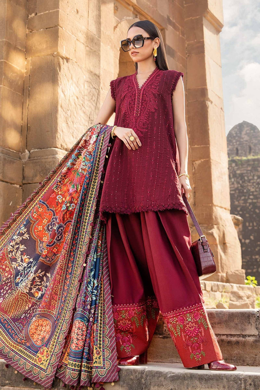 Maria B | M Prints Winter 24 | MPT-2407-B by Maria B - Designer Dress  - Type : Ladies Clothes - Available at Libayah - 100% Original 