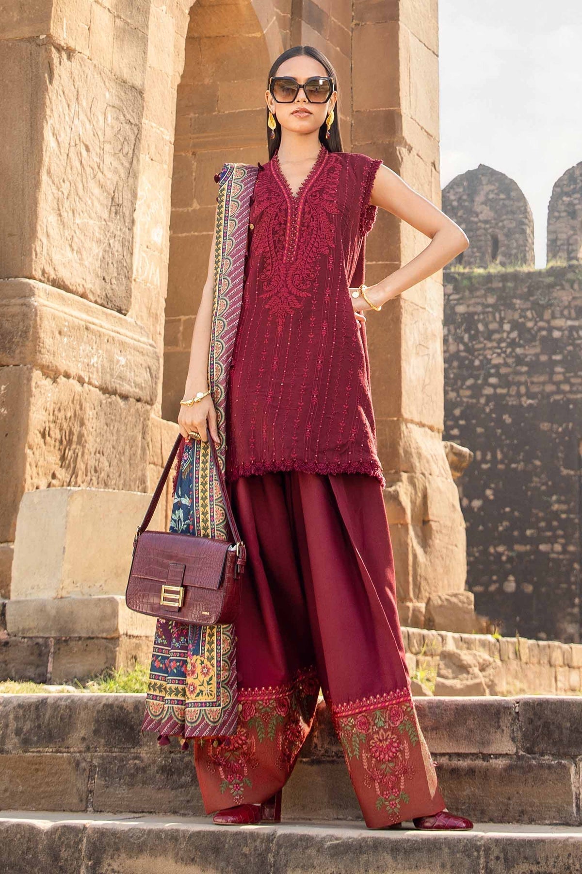 Maria B | M Prints Winter 24 | MPT-2407-B by Maria B - Designer Dress  - Type : Ladies Clothes - Available at Libayah - 100% Original 