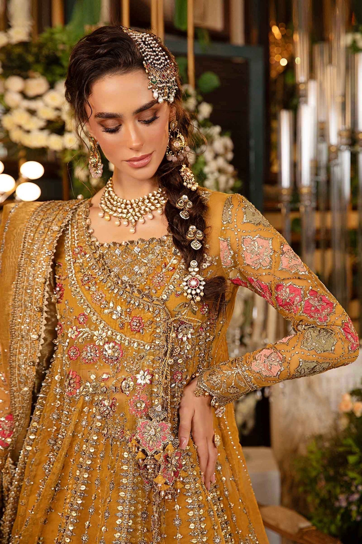 Maria B | Mbroidered Formals 24 | Organza Suit | BD-2907 by Maria B - Designer Dress  - Type : Wedding Dress - Available at Libayah - 100% Original 