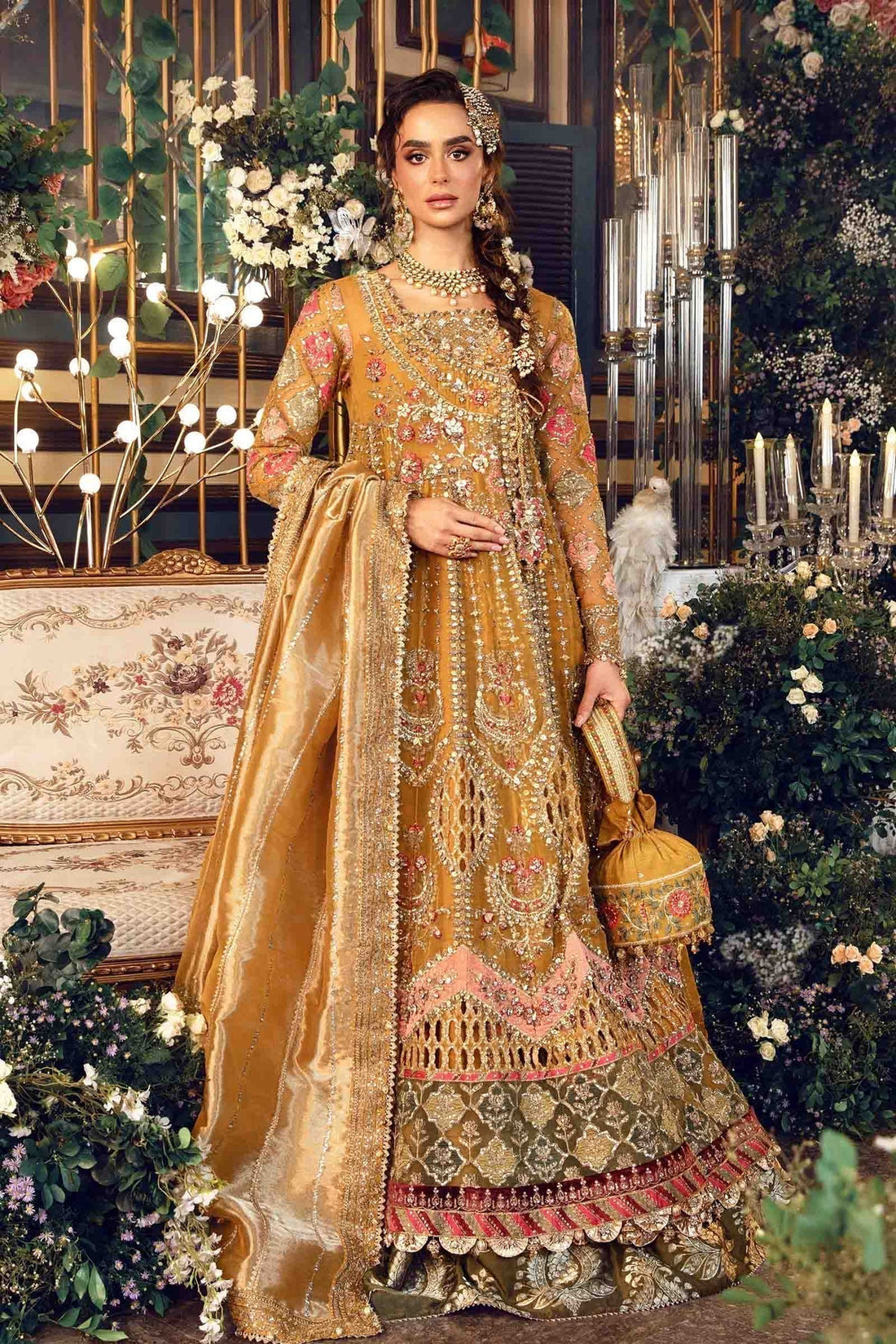 Maria B | Mbroidered Formals 24 | Organza Suit | BD-2907 by Maria B - Designer Dress  - Type : Wedding Dress - Available at Libayah - 100% Original 