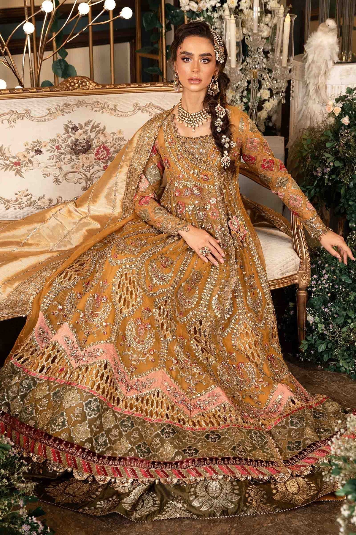 Maria B | Mbroidered Formals 24 | Organza Suit | BD-2907 by Maria B - Designer Dress  - Type : Wedding Dress - Available at Libayah - 100% Original 