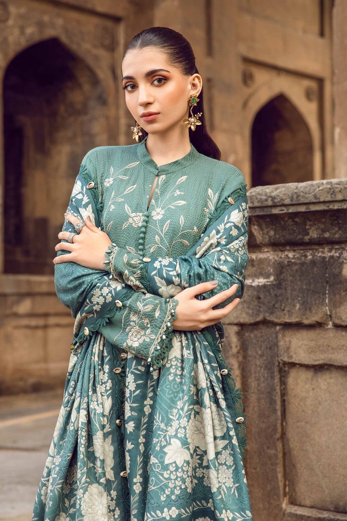 Maria B | M Prints Winter 24 | MPT-2408-A by Maria B - Designer Dress  - Type : Ladies Clothes - Available at Libayah - 100% Original 