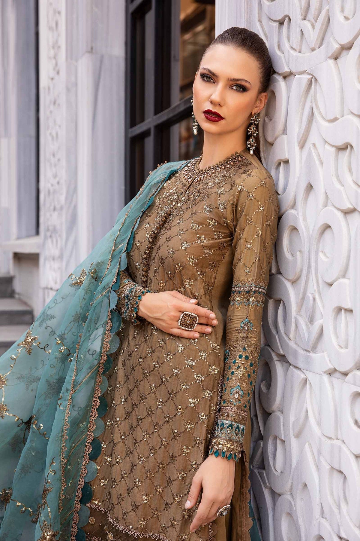 Maria B | Sateen Formals 24 | CST-808 by Maria B - Designer Dress - Type: Formal - Available at Libayah - 100% Original
