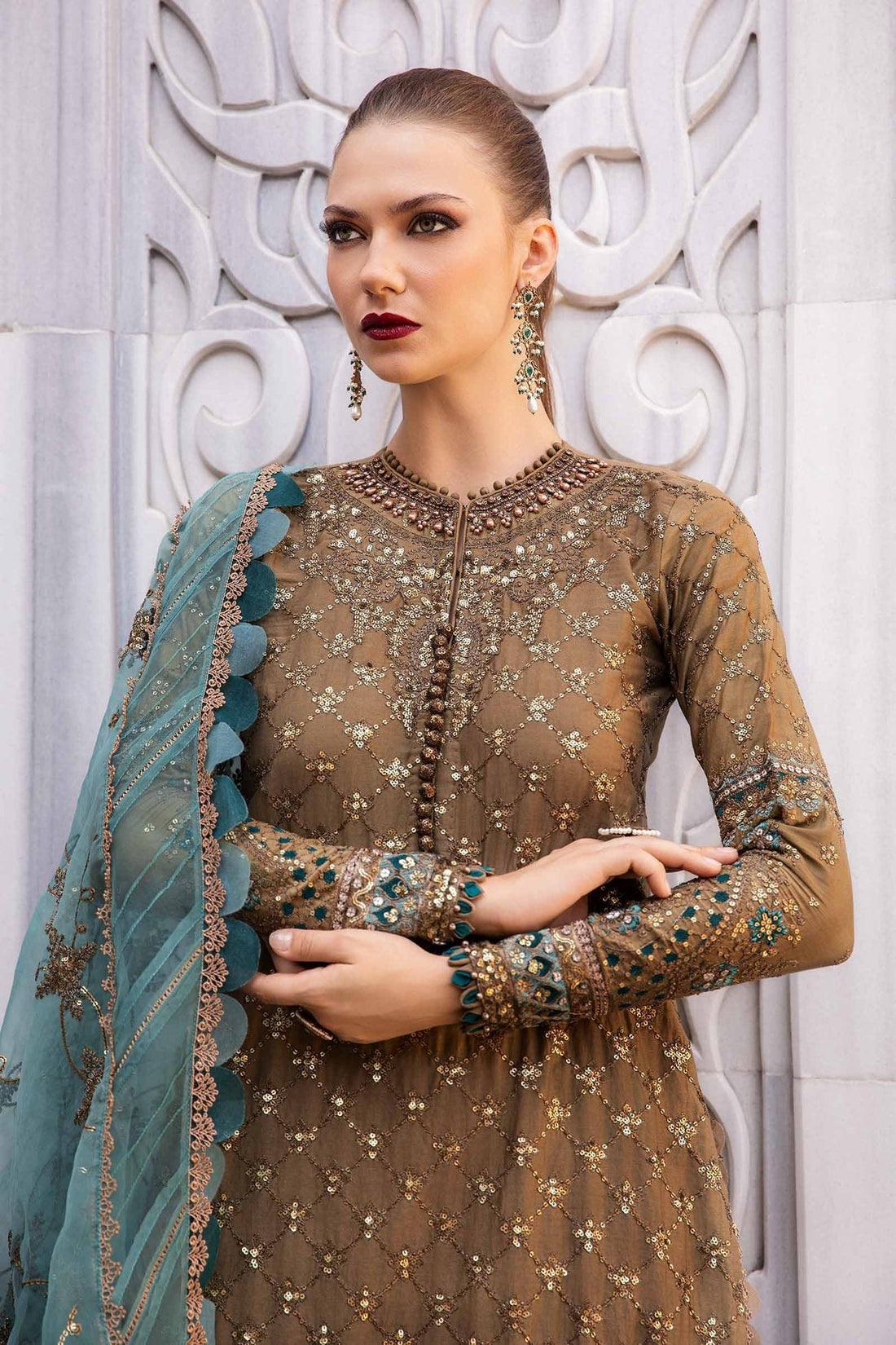 Maria B | Sateen Formals 24 | CST-808 by Maria B - Designer Dress - Type: Formal - Available at Libayah - 100% Original