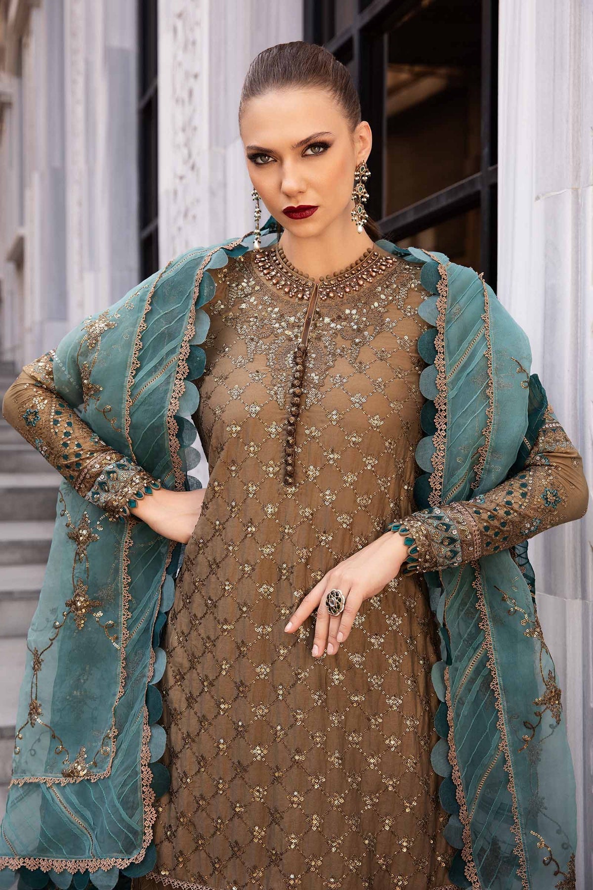 Maria B | Sateen Formals 24 | CST-808 by Maria B - Designer Dress - Type: Formal - Available at Libayah - 100% Original