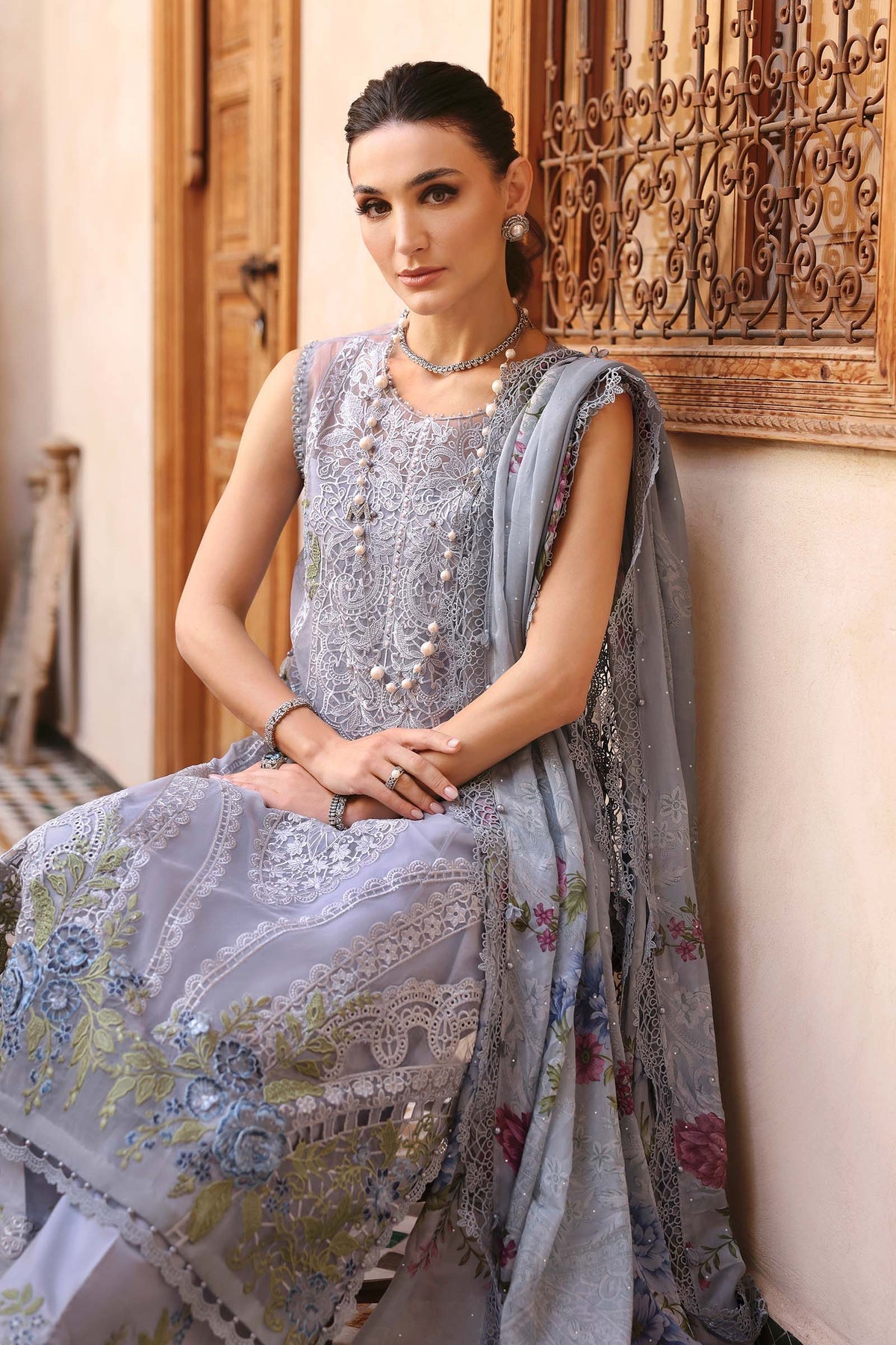Maria B | Luxury Lawn 25 | D-2509-B by Maria B - Designer Dress - Type: Ladies Clothes - Available at Libayah - 100% Original