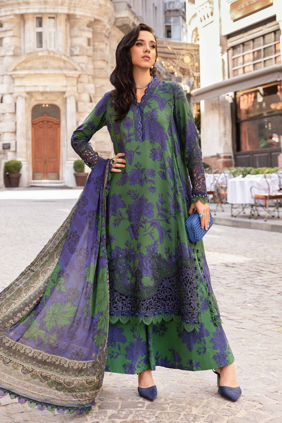 Maria B | M Prints Fall Edit 24 | MPT-2309-B by Maria B - Designer Dress  - Type : Ladies Clothes - Available at Libayah - 100% Original 
