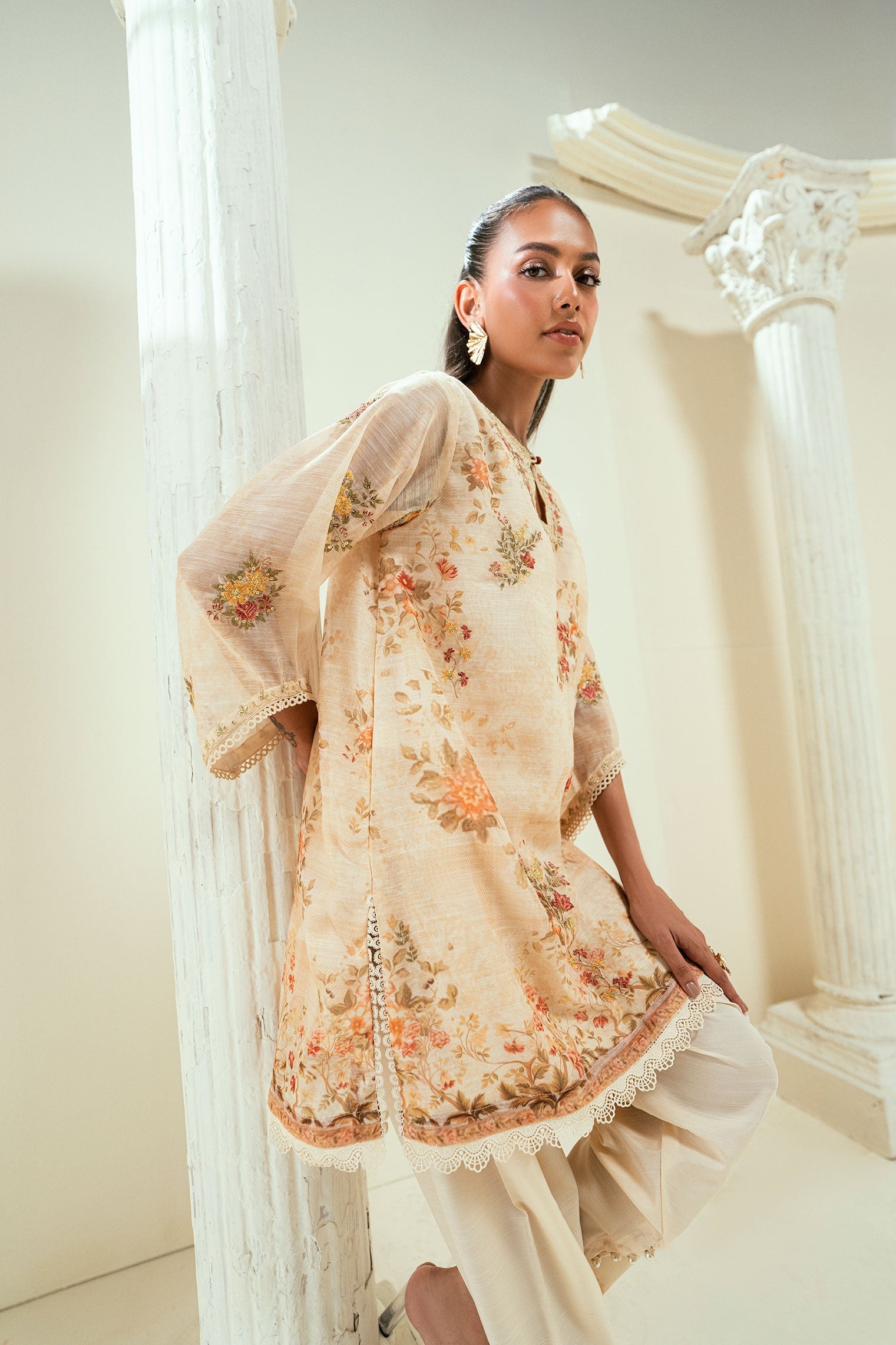 Dhanak | Signature Pret | SS24DA-2586 BEIGE by Dhanak - Designer Dress - Type: Ladies Clothes - Available at Libayah - 100% Original