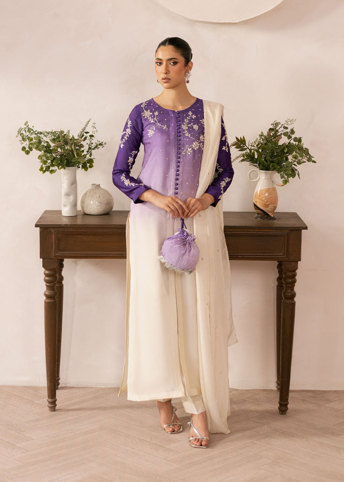 Dastoor | Rania Luxury Pret 25 | Purple Ombre by Dastoor - Designer Dress - Type: Ladies Clothes - Available at Libayah - 100% Original