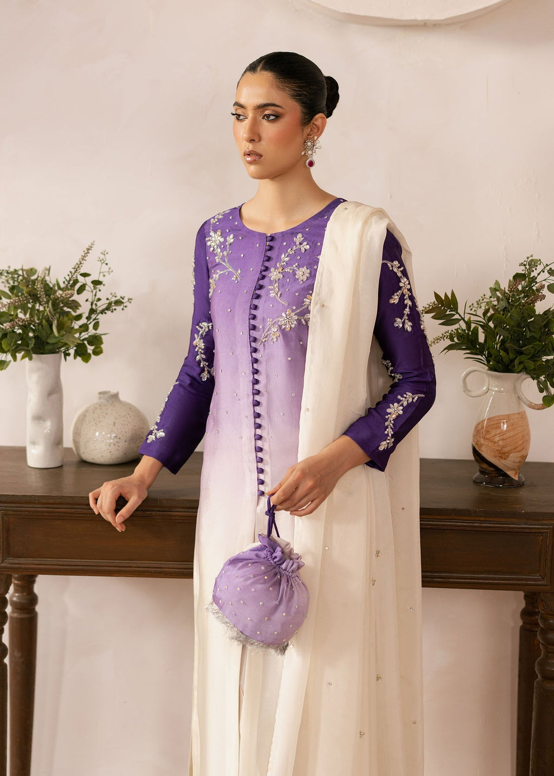 Dastoor | Rania Luxury Pret 25 | Purple Ombre by Dastoor - Designer Dress - Type: Ladies Clothes - Available at Libayah - 100% Original