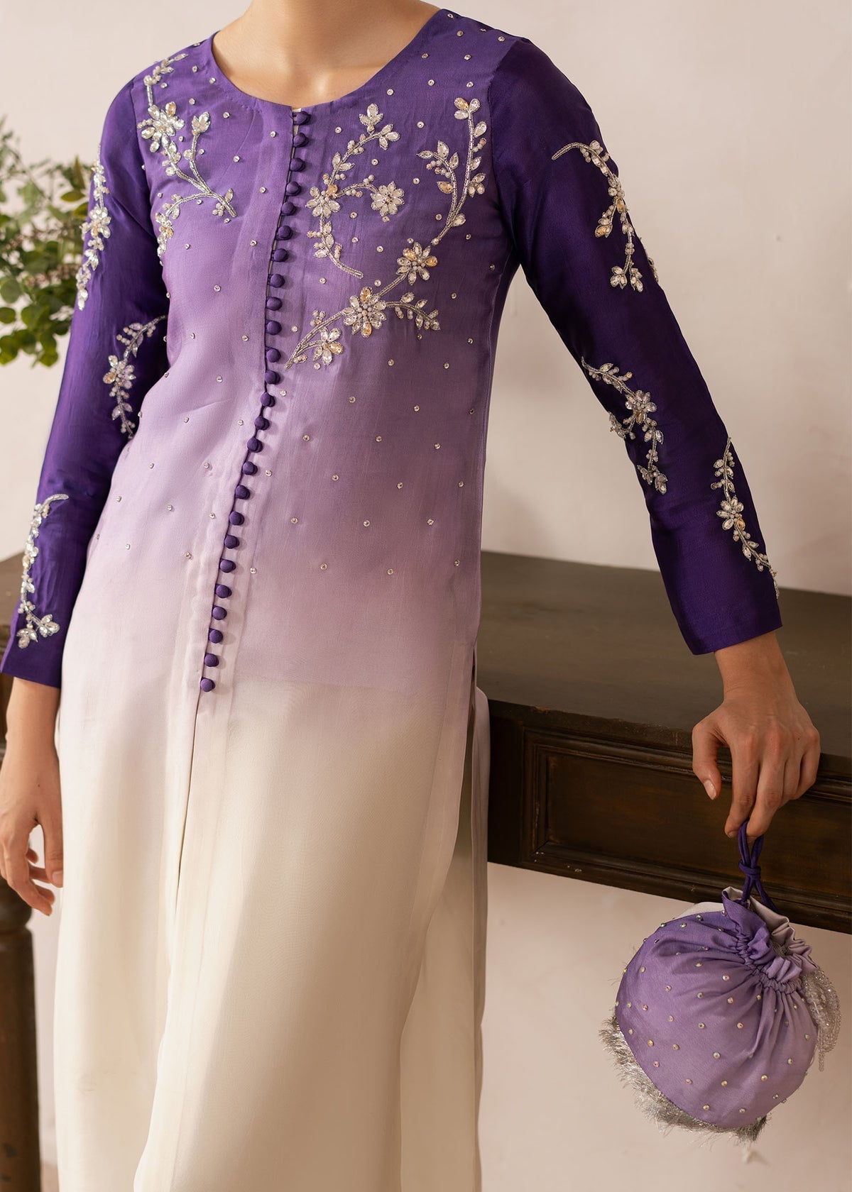 Dastoor | Rania Luxury Pret 25 | Purple Ombre by Dastoor - Designer Dress - Type: Ladies Clothes - Available at Libayah - 100% Original