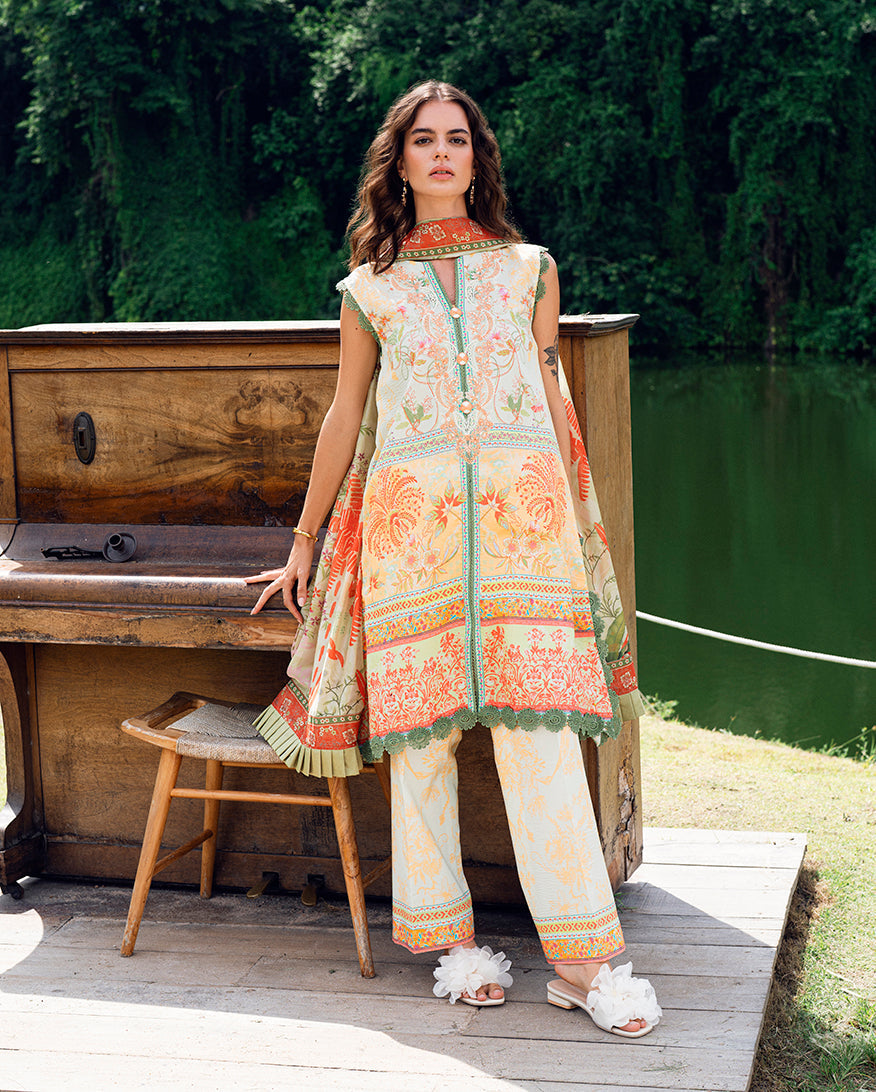 Roheenaz | Garden Veal Printed Lawn 25 | Gold Riddle by Roheenaz - Designer Dress - Type: Ladies Clothes - Available at Libayah - 100% Original