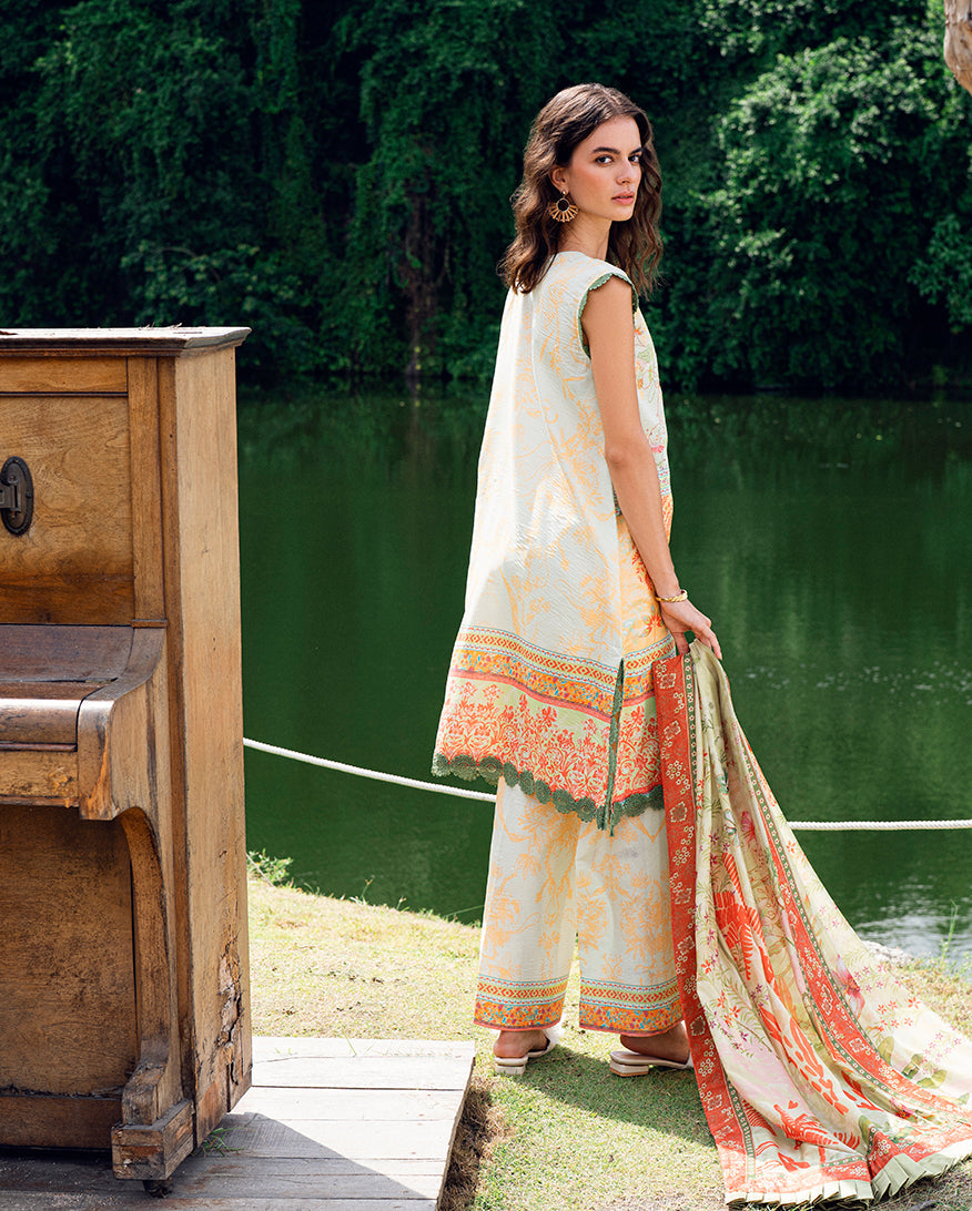 Roheenaz | Garden Veal Printed Lawn 25 | Gold Riddle by Roheenaz - Designer Dress - Type: Ladies Clothes - Available at Libayah - 100% Original