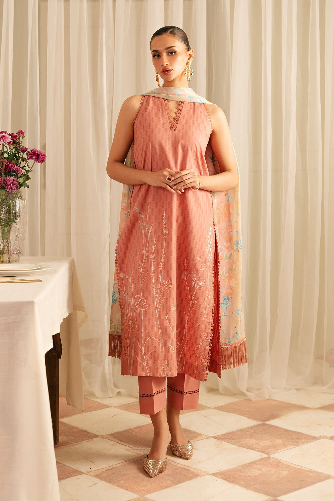 Sahar | Festive Edit | Peach Blossom by Sahar - Designer Dress - Type: Ladies Clothes - Available at Libayah - 100% Original
