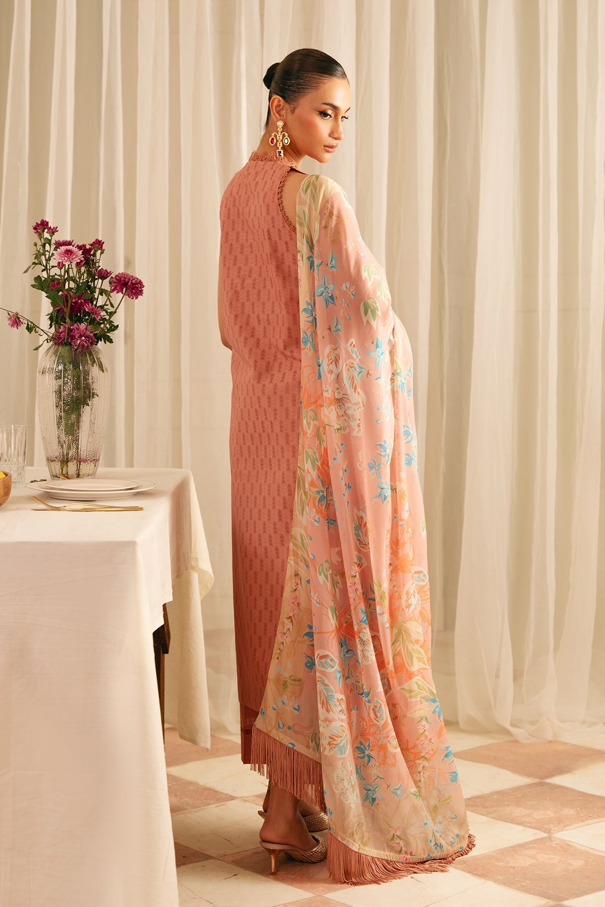Sahar | Festive Edit | Peach Blossom by Sahar - Designer Dress - Type: Ladies Clothes - Available at Libayah - 100% Original