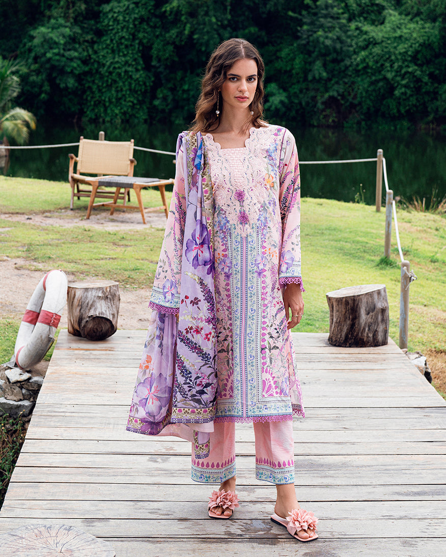 Roheenaz | Garden Veal Printed Lawn 25 |Lilac Dust by Roheenaz - Designer Dress - Type: Ladies Clothes - Available at Libayah - 100% Original