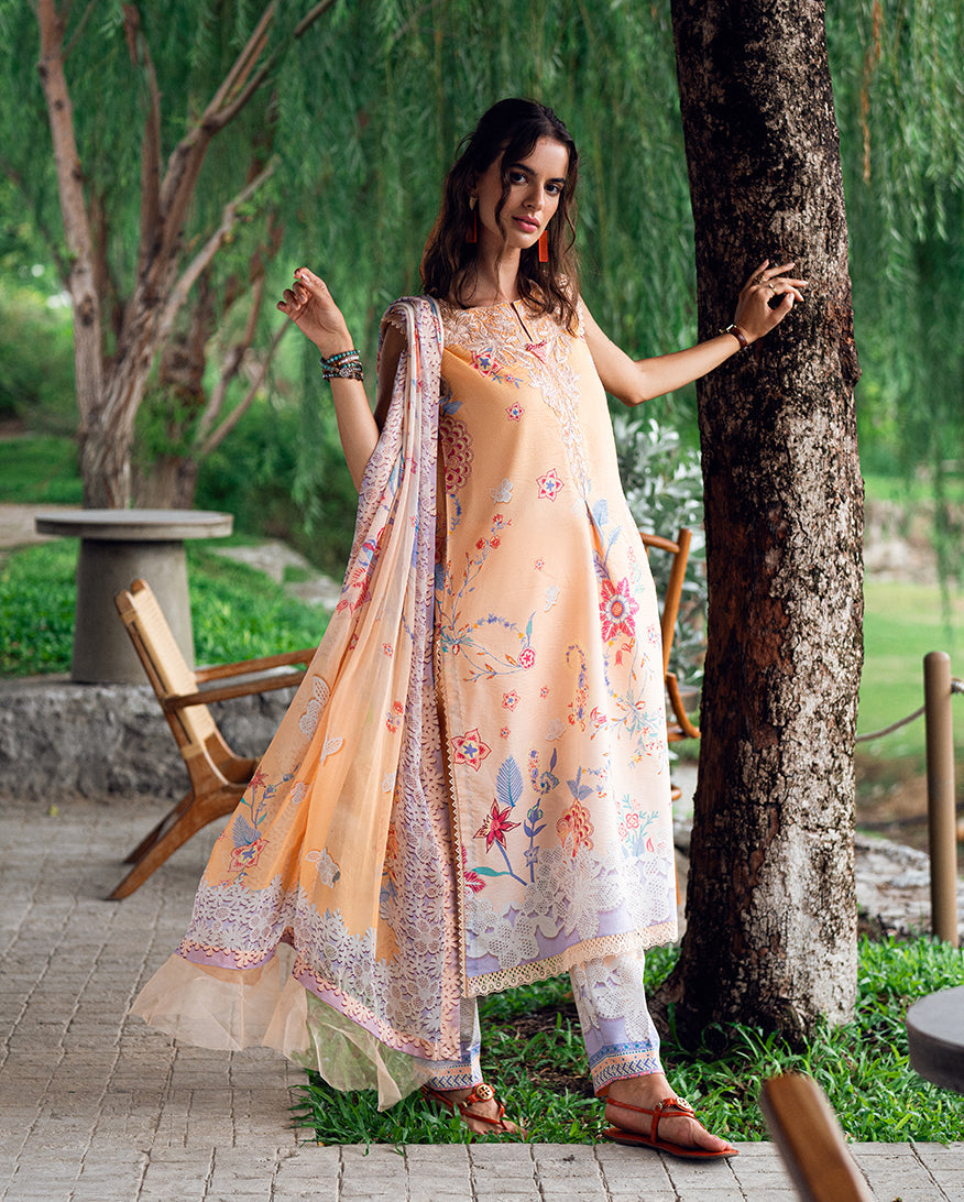 Roheenaz | Garden Veal Printed Lawn 25 | Coral Whim by Roheenaz - Designer Dress - Type: Ladies Clothes - Available at Libayah - 100% Original