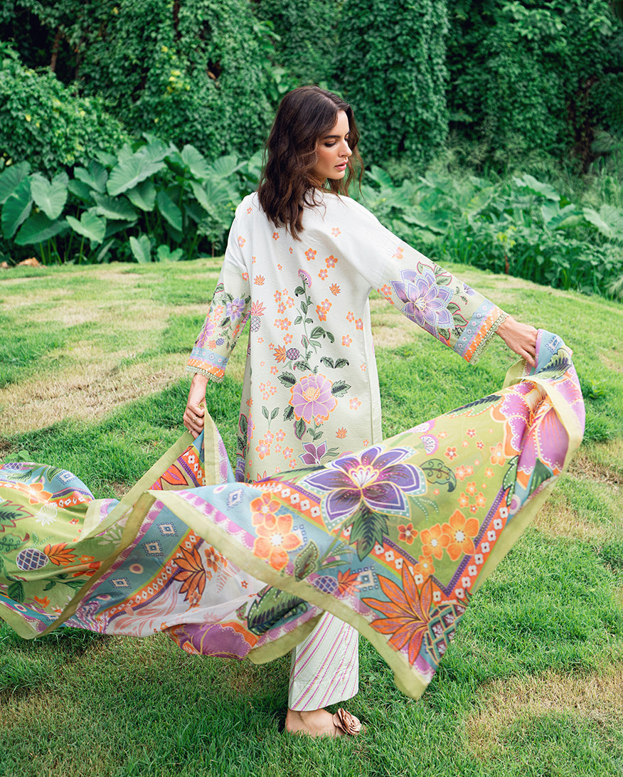 Roheenaz | Garden Veal Printed Lawn 25 | Melon Muse by Roheenaz - Designer Dress - Type: Ladies Clothes - Available at Libayah - 100% Original
