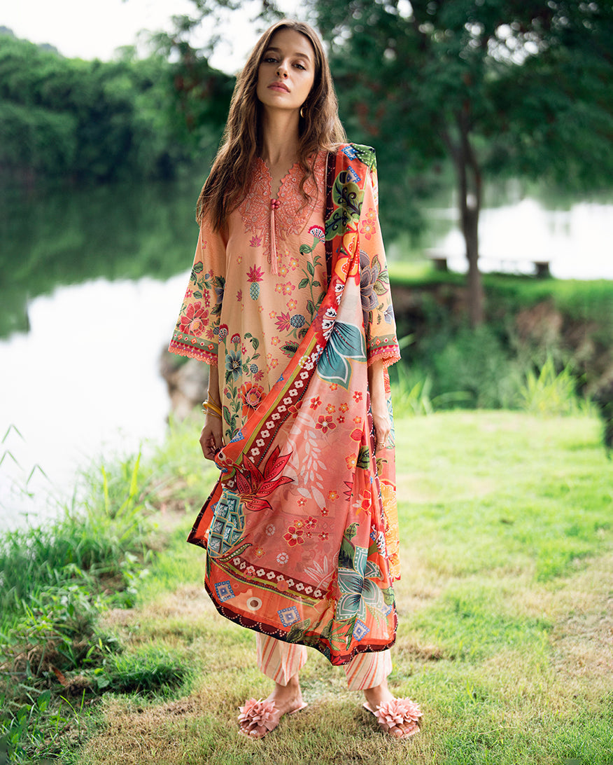 Roheenaz | Garden Veal Printed Lawn 25 | Petal Glaze by Roheenaz - Designer Dress - Type: Ladies Clothes - Available at Libayah - 100% Original
