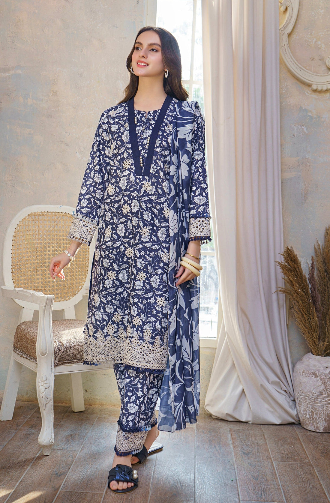 Hana | Floral Symphony | Blue Serenity by Hana - Designer Dress - Type: Ladies Clothes - Available at Libayah - 100% Original