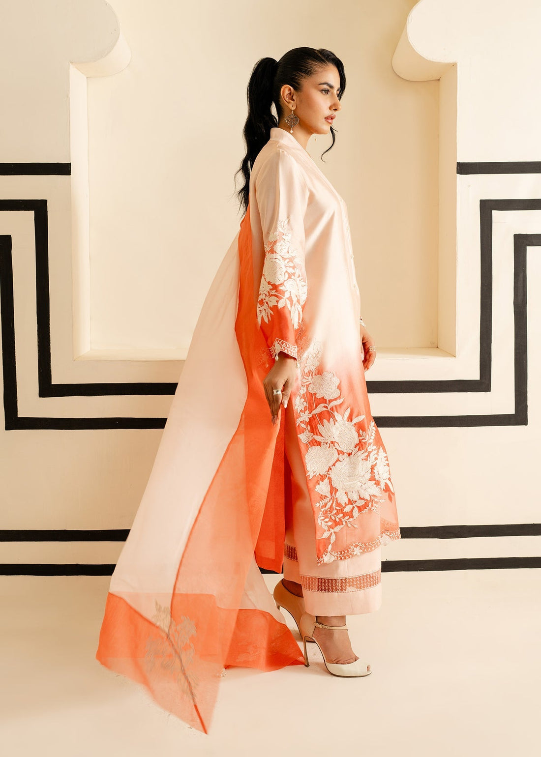 Mahgul | Nooreh Luxe | Ombre Coral by Mahgul - Designer Dress - Type: Ladies Clothes - Available at Libayah - 100% Original