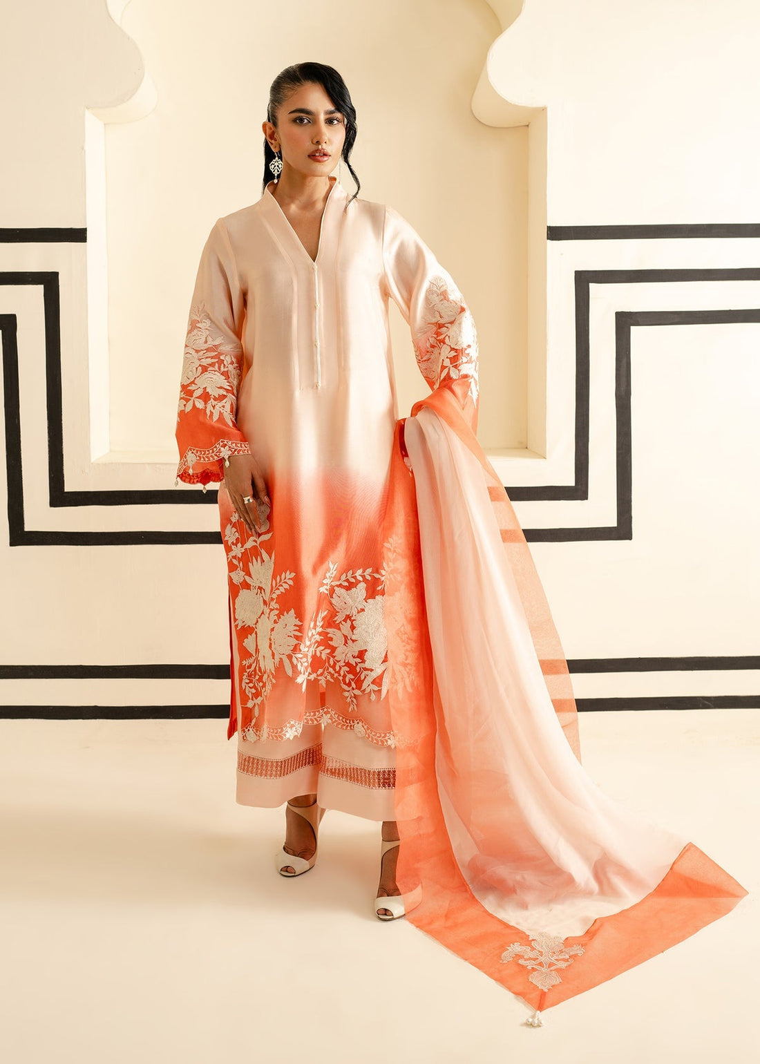 Mahgul | Nooreh Luxe | Ombre Coral by Mahgul - Designer Dress - Type: Ladies Clothes - Available at Libayah - 100% Original
