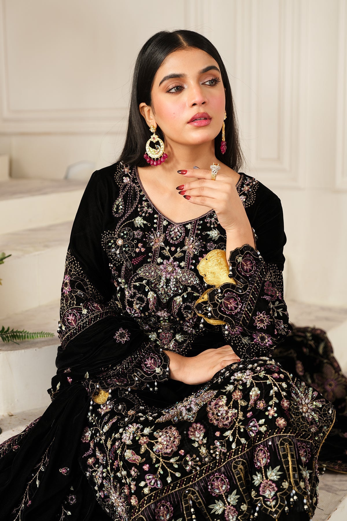 Raeesa Premium | Sheen Luxury Velvet | Noir by Raeesa Premium - Designer Dress - Type: Ladies Clothes - Available at Libayah - 100% Original