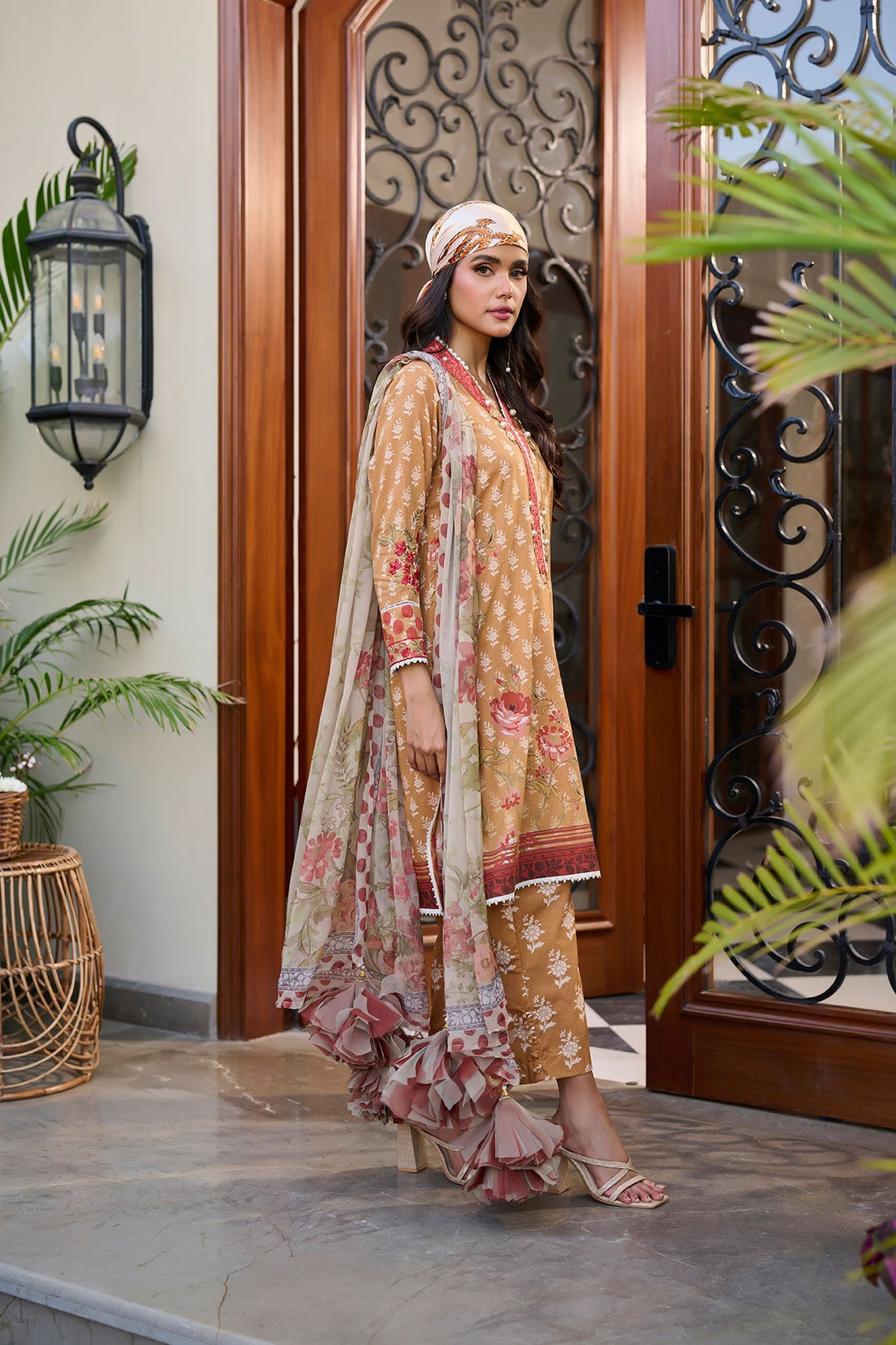 Dhanak | Lawn Collection SS-24 | 3182-Mustard by Dhanak - Designer Dress - Type: Ladies Clothes - Available at Libayah - 100% Original