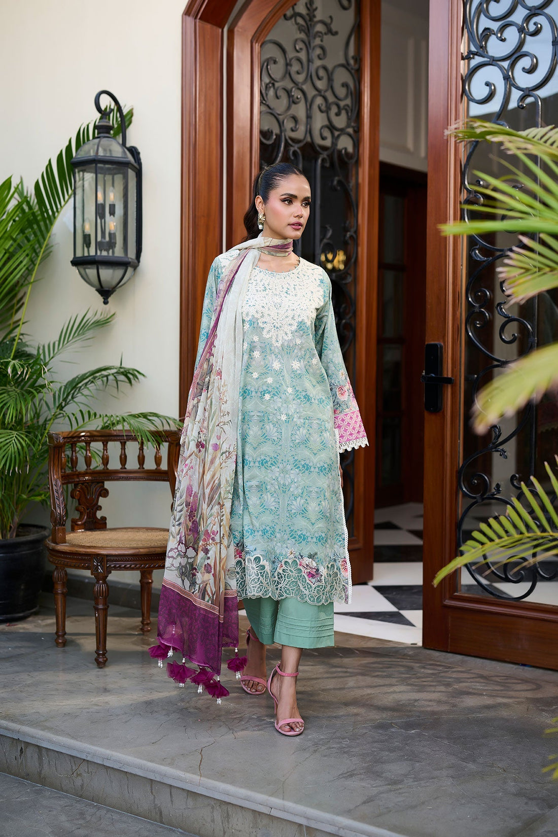 Dhanak | Lawn Collection SS-24 | 3187-Dark Green by Dhanak - Designer Dress - Type: Ladies Clothes - Available at Libayah - 100% Original