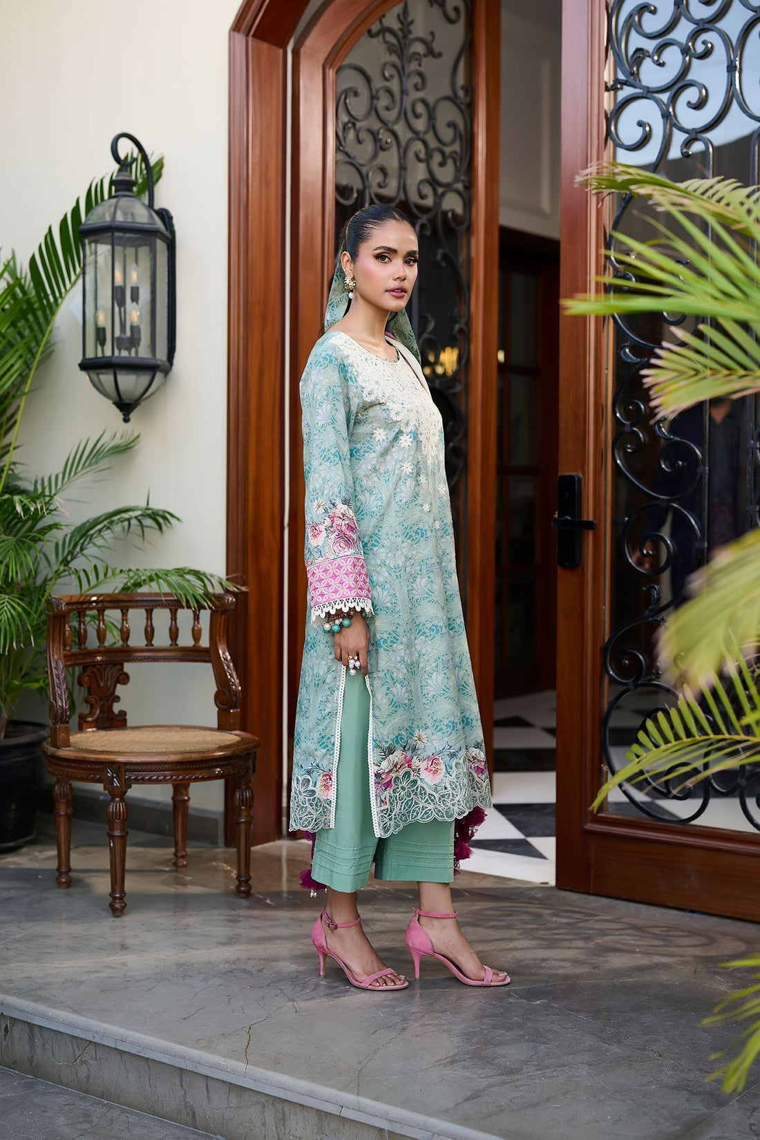 Dhanak | Lawn Collection SS-24 | 3187-Dark Green by Dhanak - Designer Dress - Type: Ladies Clothes - Available at Libayah - 100% Original